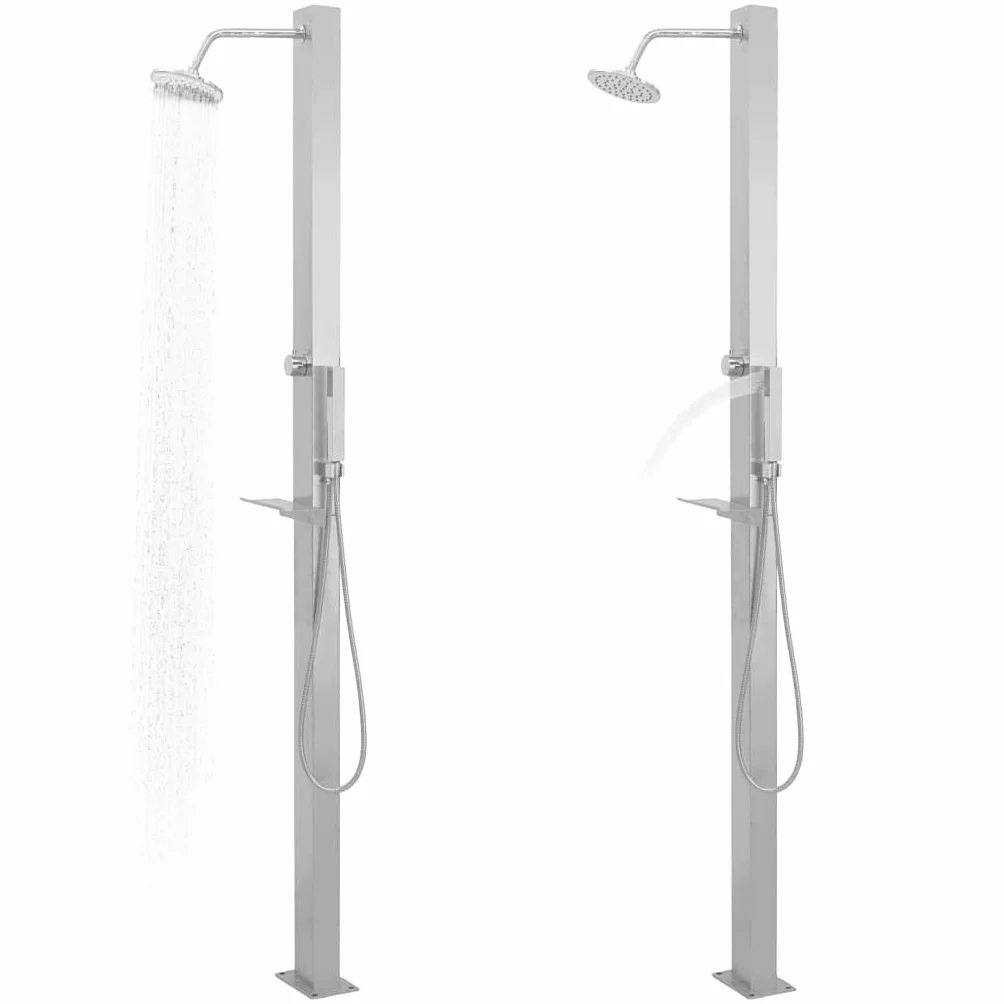 vidaXL Ducha Exterior Portátil Metal Acero Inoxidable Camping Jardín