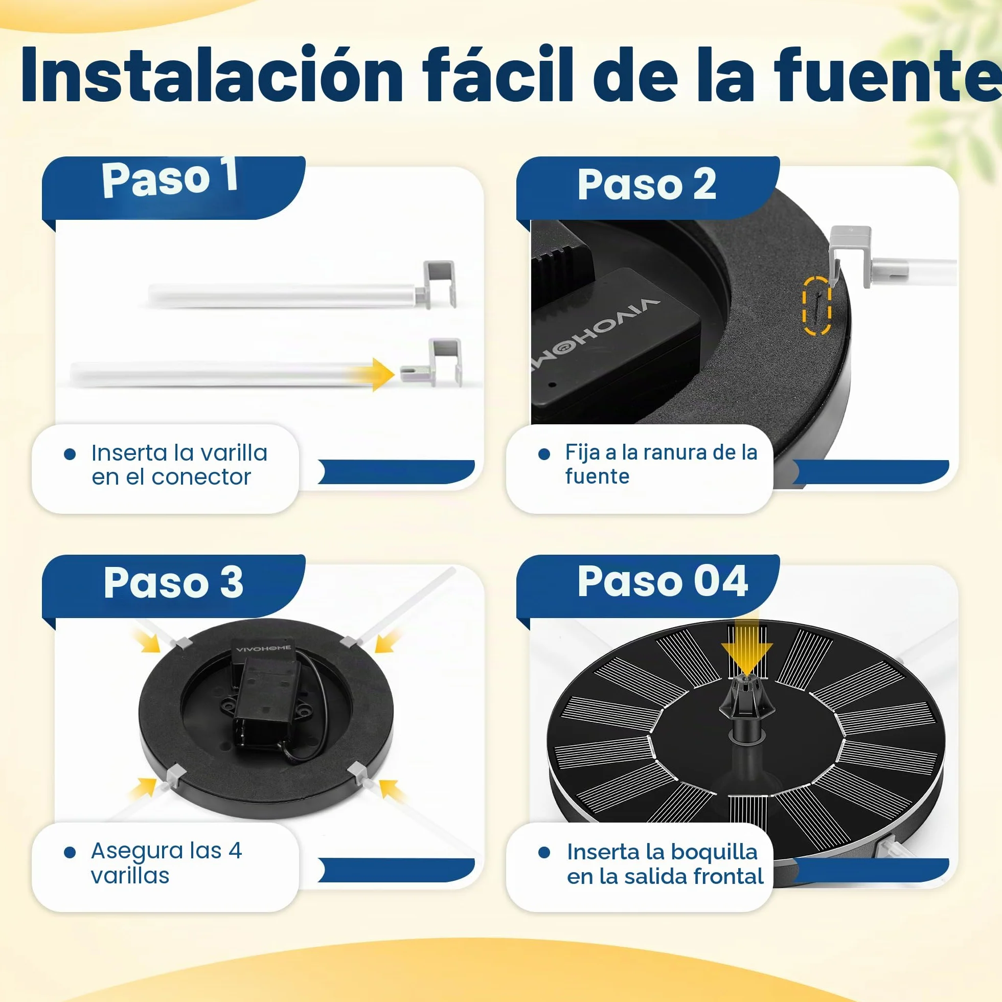 VIVOHOME Baño para Pájaros de Poliresina con Fuente Solar 2 en 1 Antiguo para Jardín