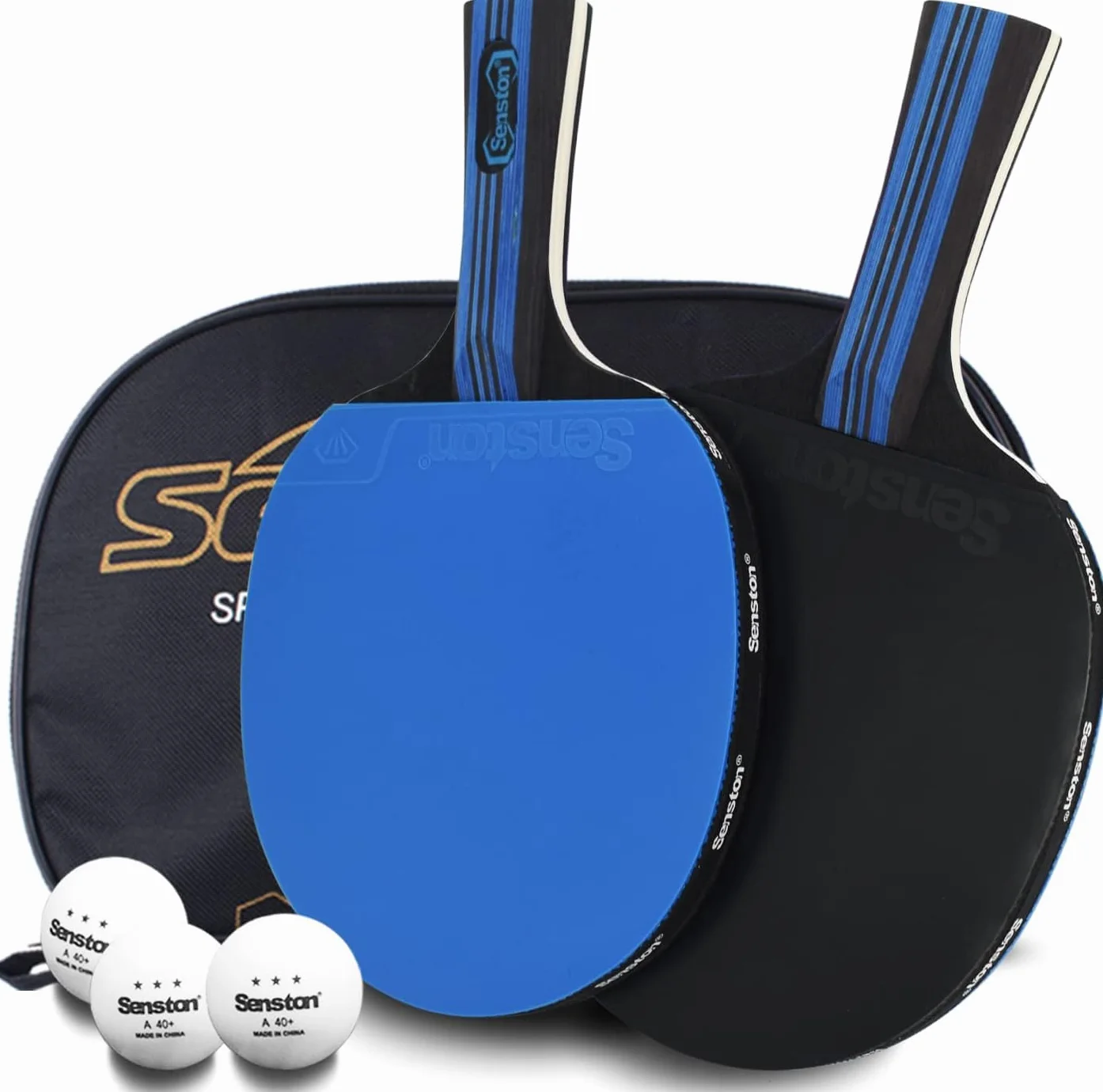 Senston Palas Ping Pong Set 2 Raquetas de Tenis de Mesa 3 Pelotas 1 Bolsa