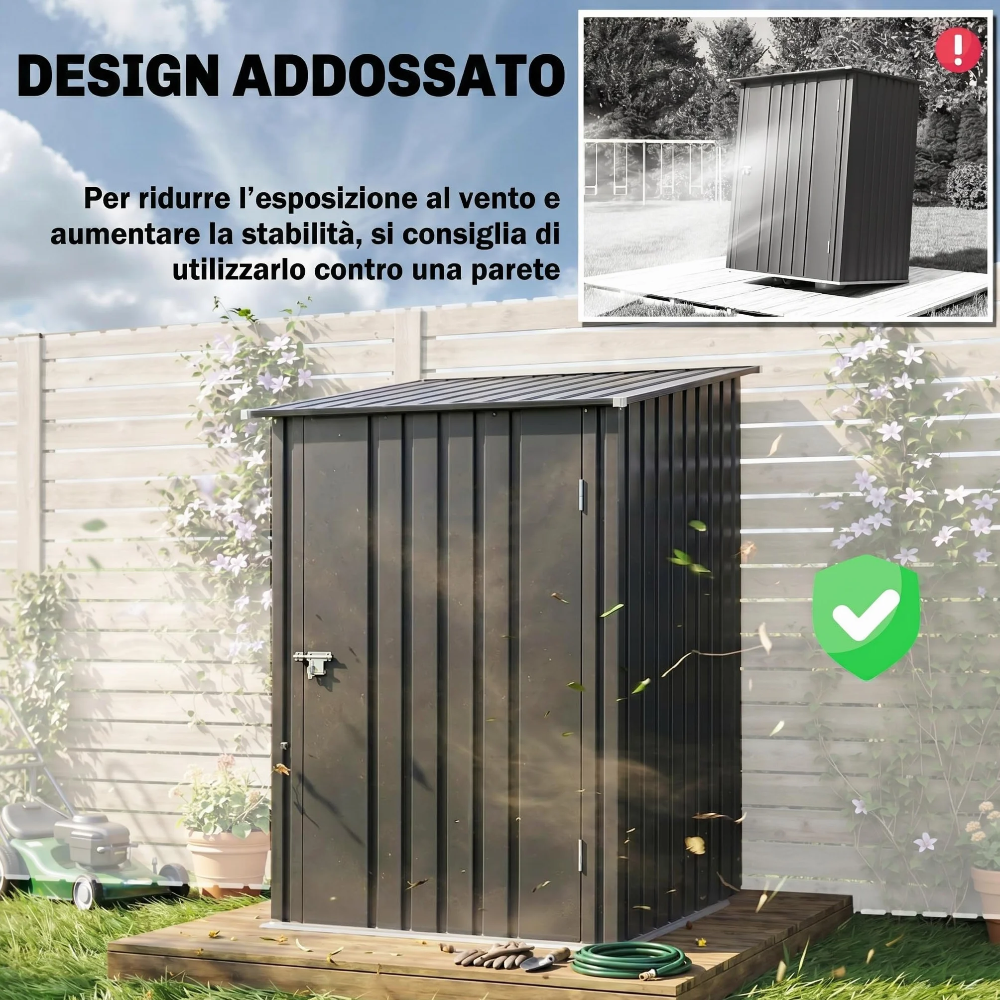 Outsunny Cobertizo de Jardín Exterior Metálica 0,92 m² 100x103x160 cm Gris Oscuro