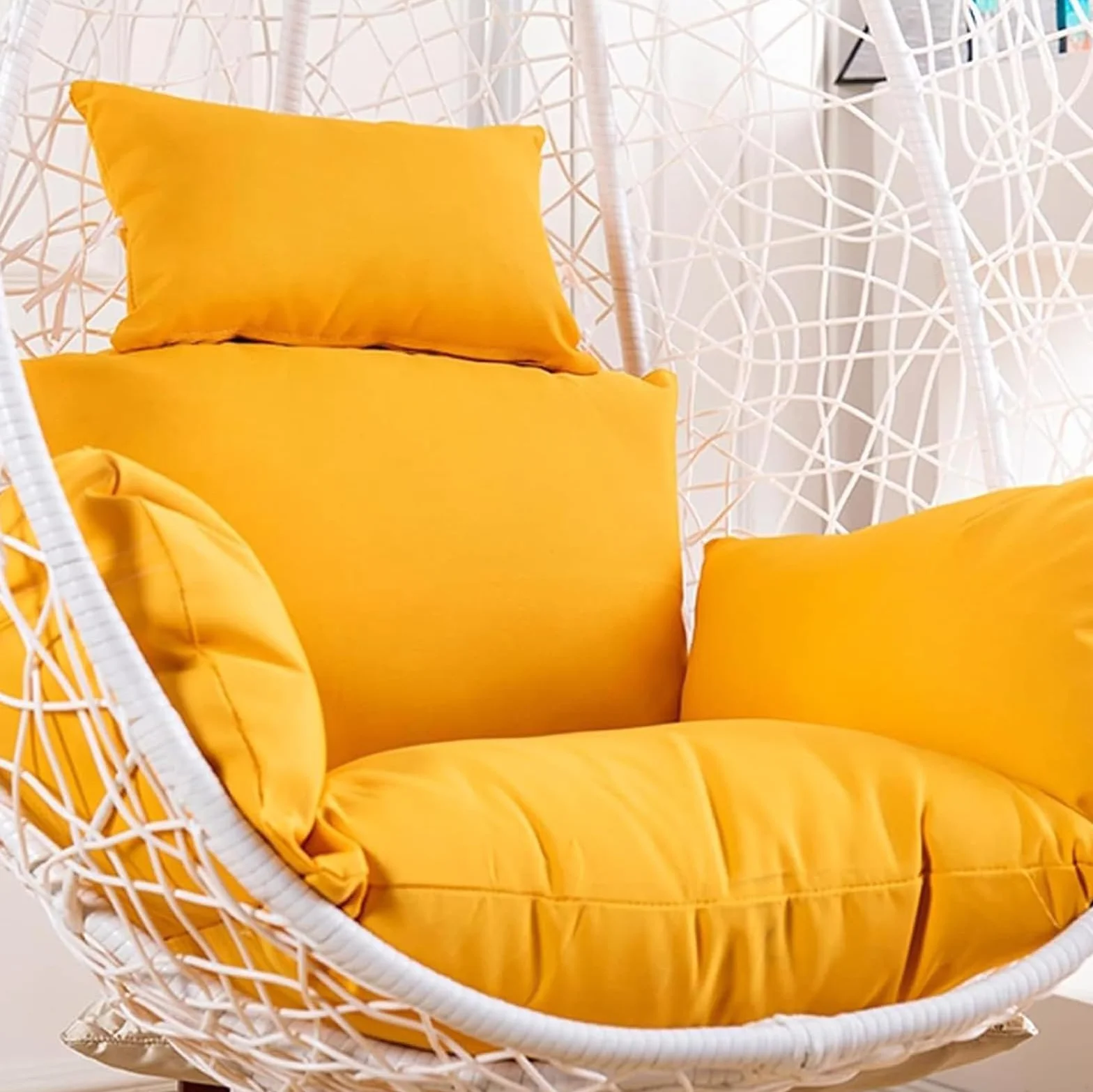 Funda de cojín para silla colgante huevo impermeable exterior con cremallera amarillo