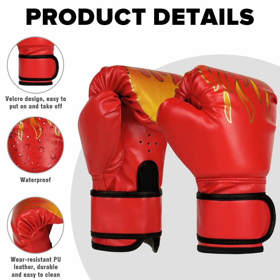 Flintronic Guantes de Boxeo para Niños 4OZ 6OZ Entrenamiento Kickboxing Muay Thai MMA