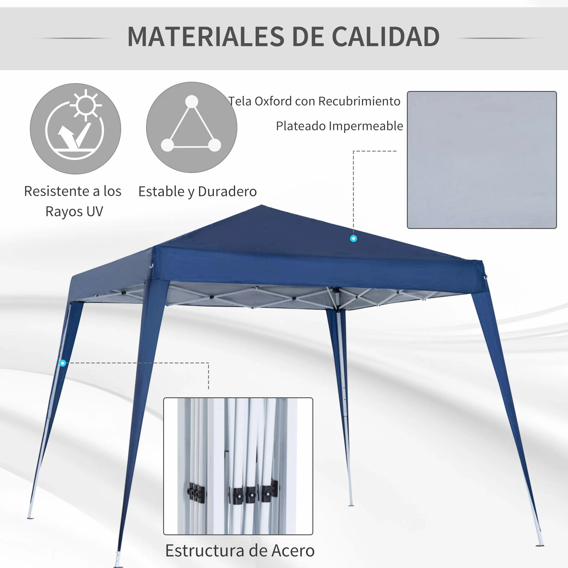Outsunny Carpa Plegable 3x3 m, Pop-up, Cenador Pabellón de Jardín, Altura Ajustable con Bolsa de Transporte, Anti-UV, Impermeable, Gazebo para Camping, Fiestas, Exterior, Azul