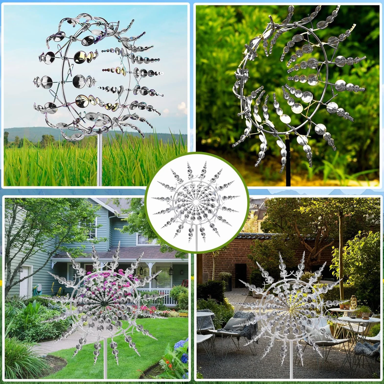 Metal 3D Spinner Molino de Viento para Patio y Jardín