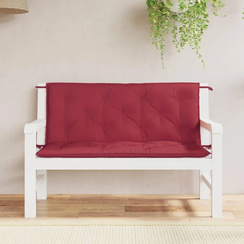 vidaXL Cojines de Banco de Jardín 2 uds, Almohadas de Asiento Respaldo, Almohadillas para Muebles, Decoración para Patio Salón, Rojo Tinto