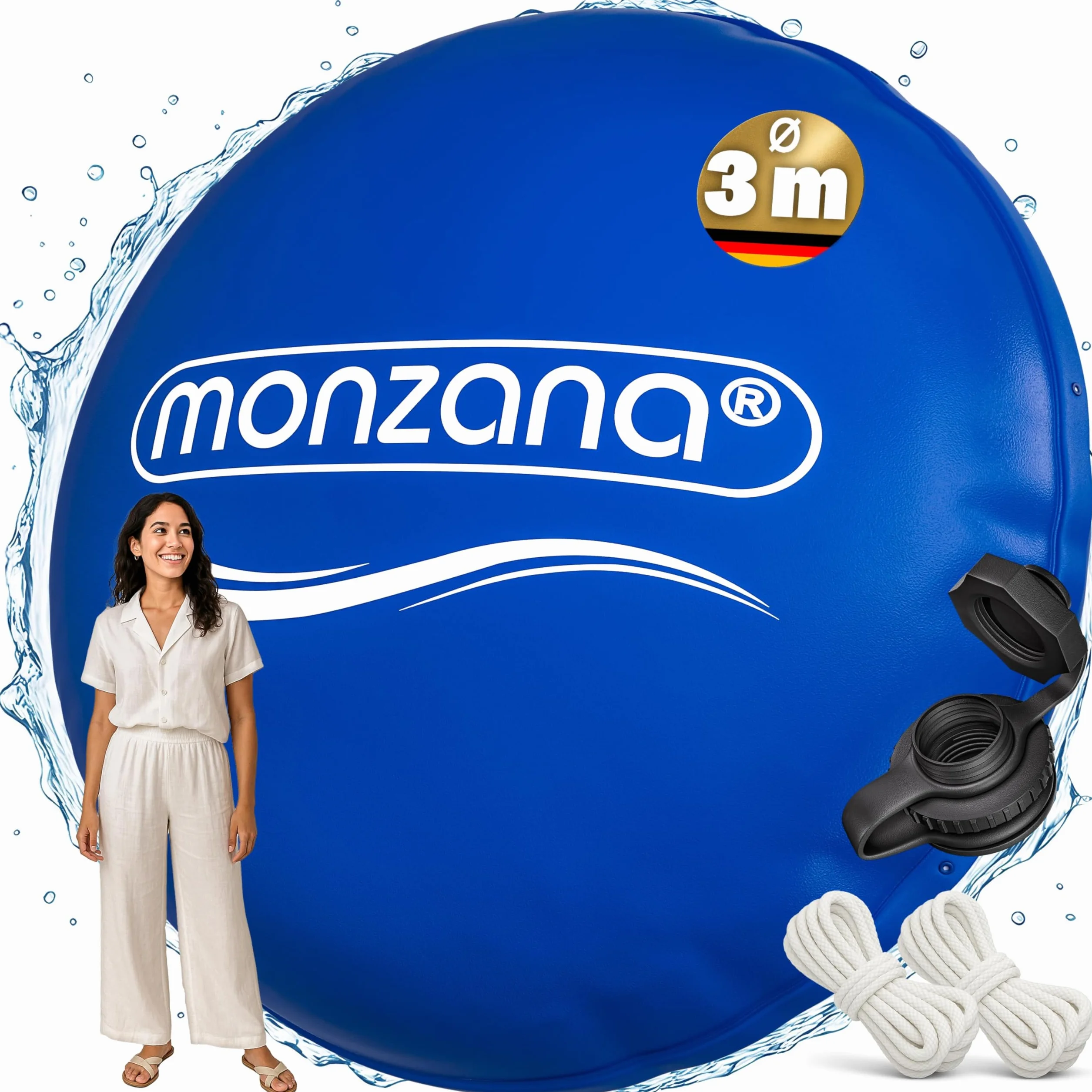 Monzana Cojín Redondo Piscina XXL Cubierta Inflable Aire 3m 4m Protección Invierno Resistente Rayos UV