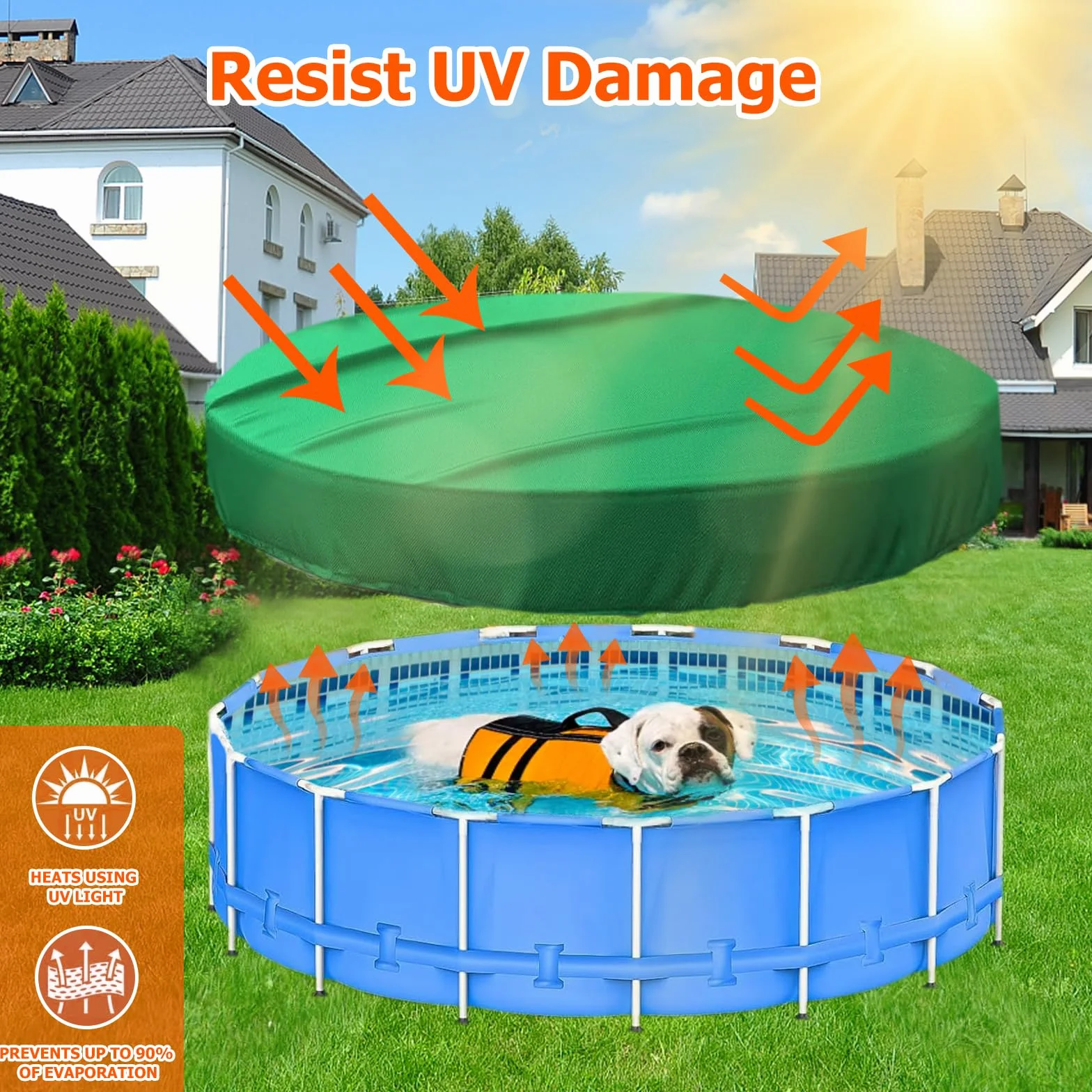 Cubierta Piscina Redonda para Perros, Fundas para Piscinas