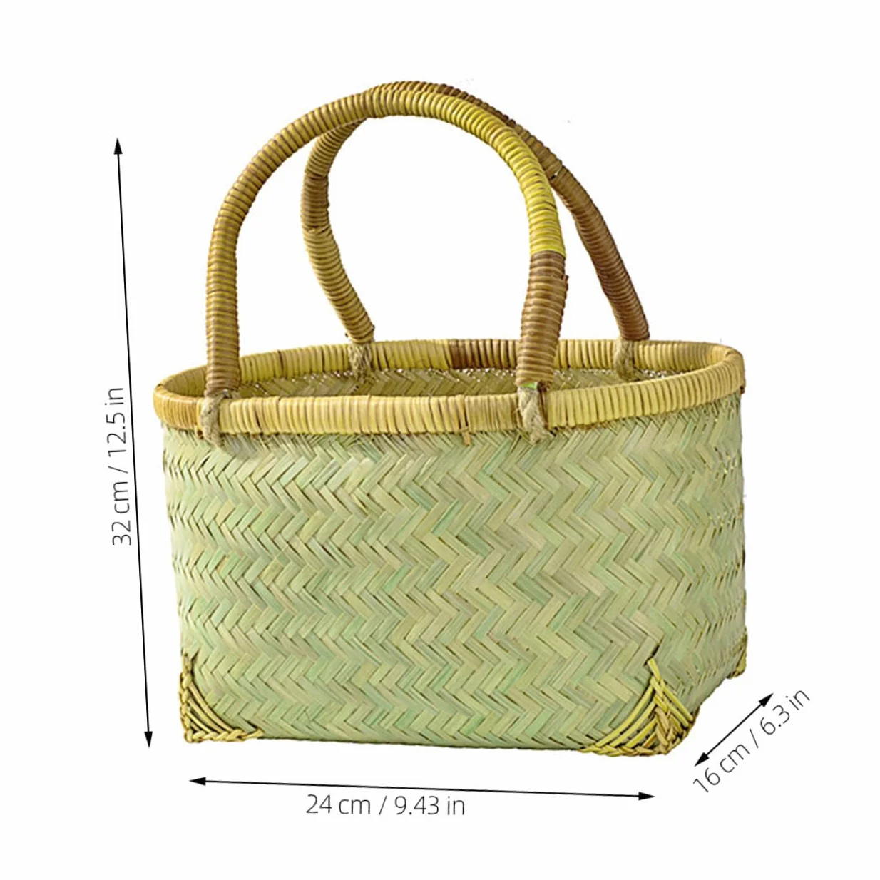 MAGICLULU Cesta Tejida De Bambú Pequeña para Picnic y Almacenamiento Cesta Multiusos Portátil Color Aleatorio 31x21x16 Cm para Jardín y Patio Al Aire Libre