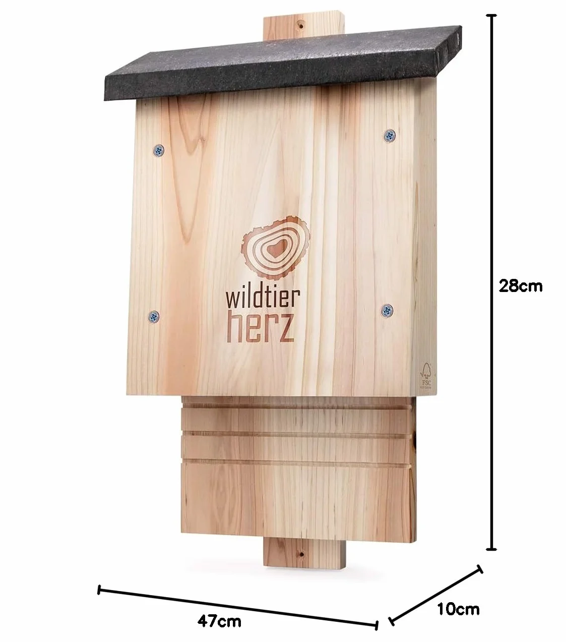 wildtier herz I Gran Caja para murciélagos de Madera Maciza I Casa para murciélagos Resistente a la Intemperie como cuartel de Verano e Invierno I Caja Nido para murciélagos, Caja para murciélagos