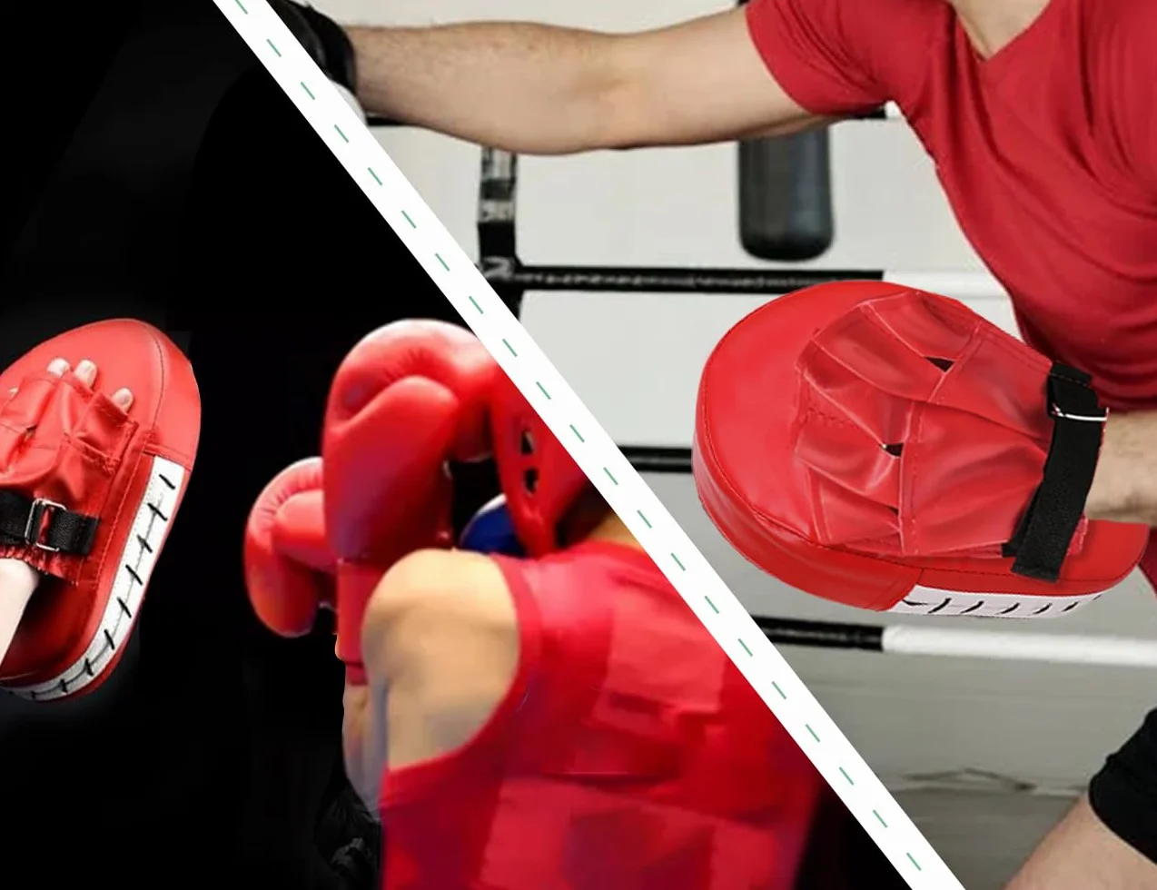 Manoplas de Kickboxing de PU para Entrenamiento de Artes Marciales, Muay Thai, Karate y Taekwondo (Rojos)