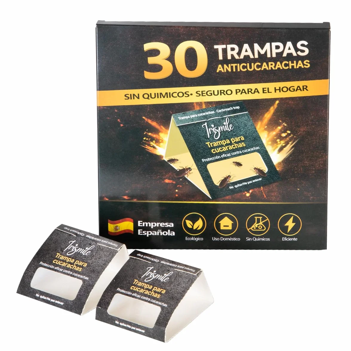 Trampas para Cucarachas 30 Piezas - Adhesivo Extra Fuerte con Atrayente Sin Químicos - Seguro para Niños y Mascotas