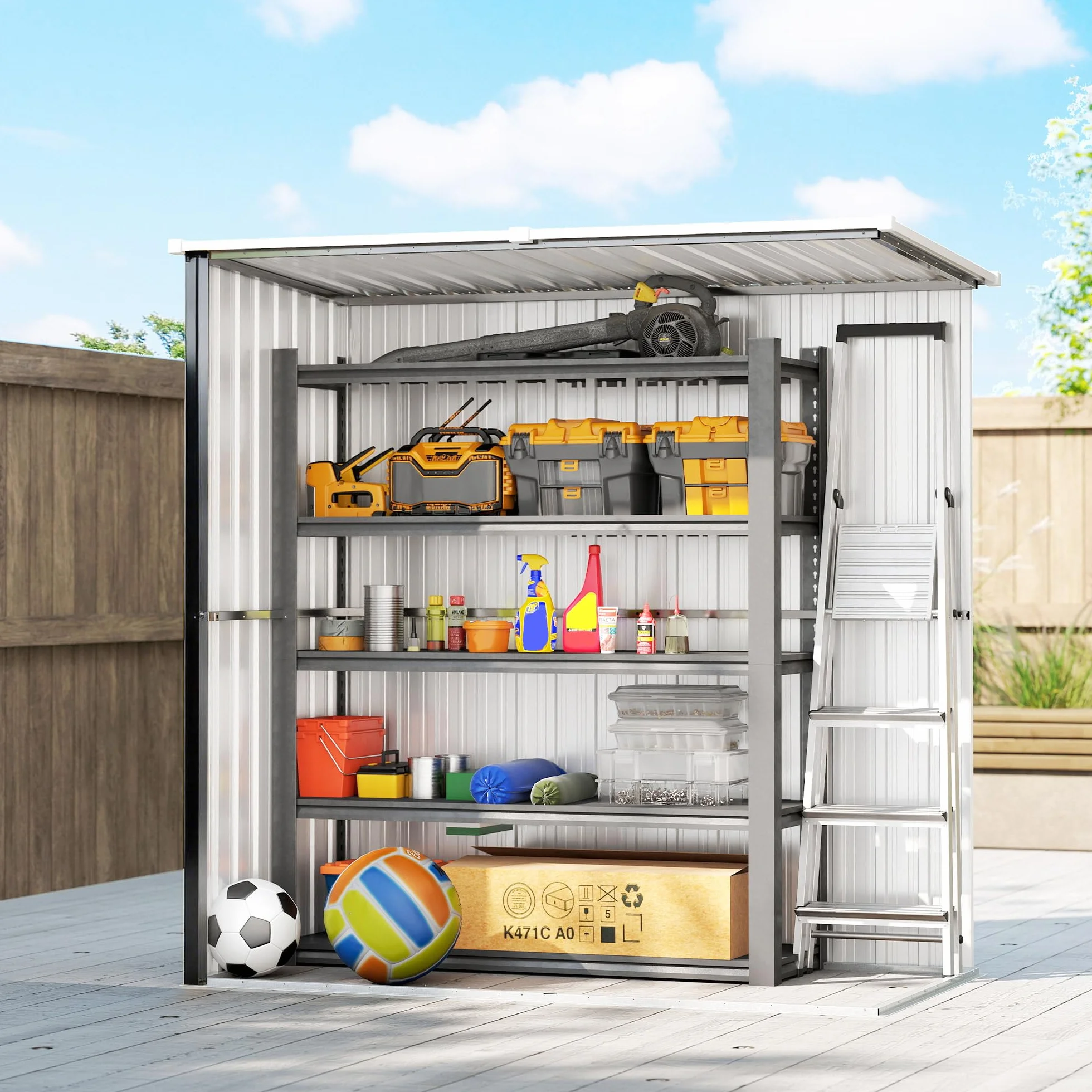 Outsunny Caseta de Jardín Exterior 1,37 m² 163x89x163 cm Cobertizo Metálico con Techo Inclinado Gris Oscuro