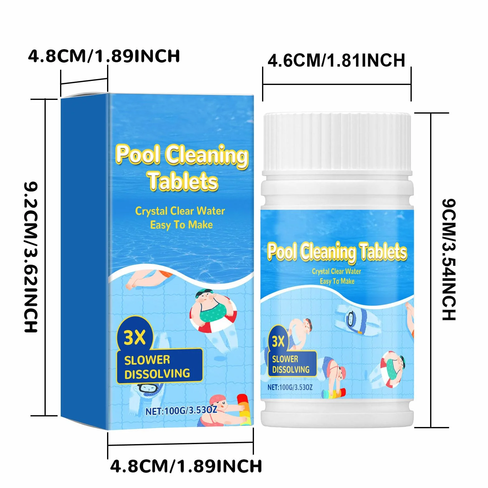 Pool Cleaning Tablets 2Pcs for Crystal Clear Water