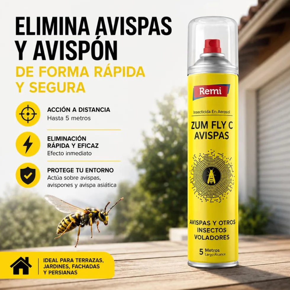 Remi Hogar Spray Insecticida Avispas 750 ml Aerosol 5 metros Largo alcance