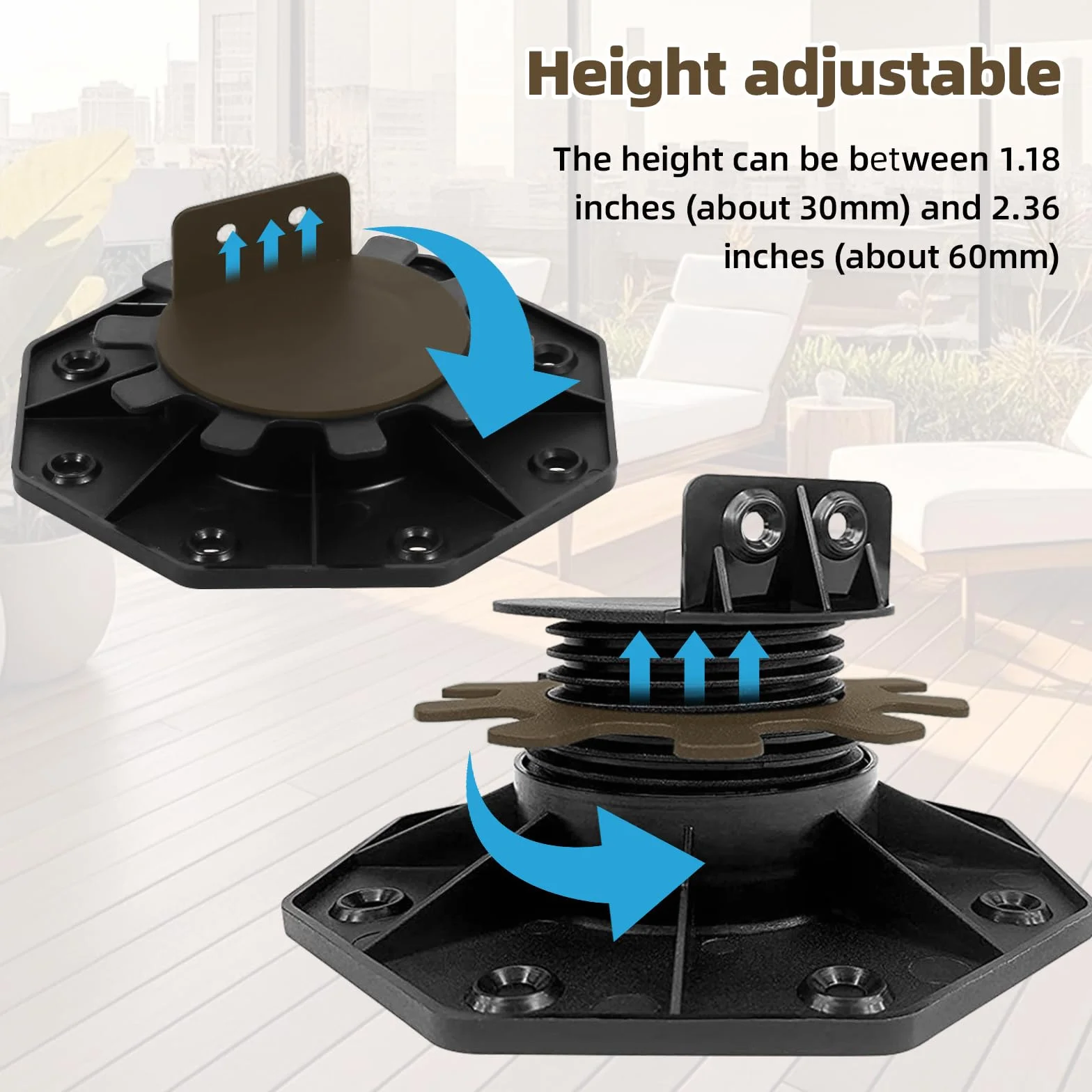 Pedestales De Terraza Ajustables 30-60 Mm, 30pcs, Soportes Para Pavimentos Patio Exterior