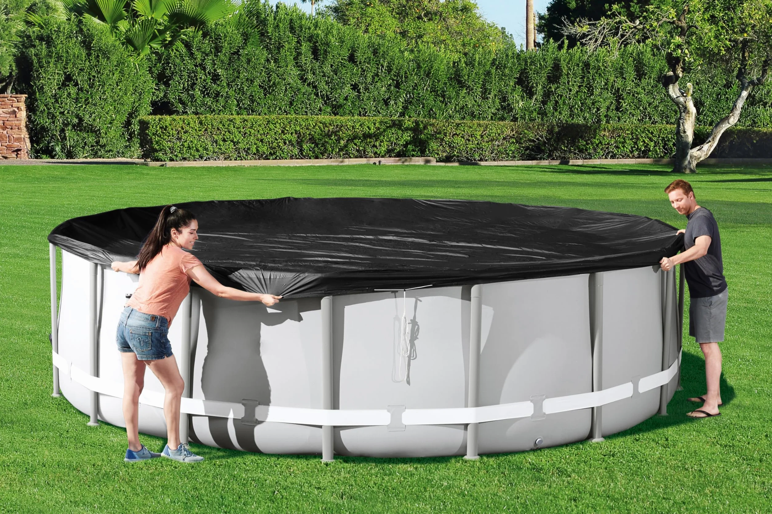 BESTWAY Cobertor de Invierno Piscina PVC Negro Ø493 cm