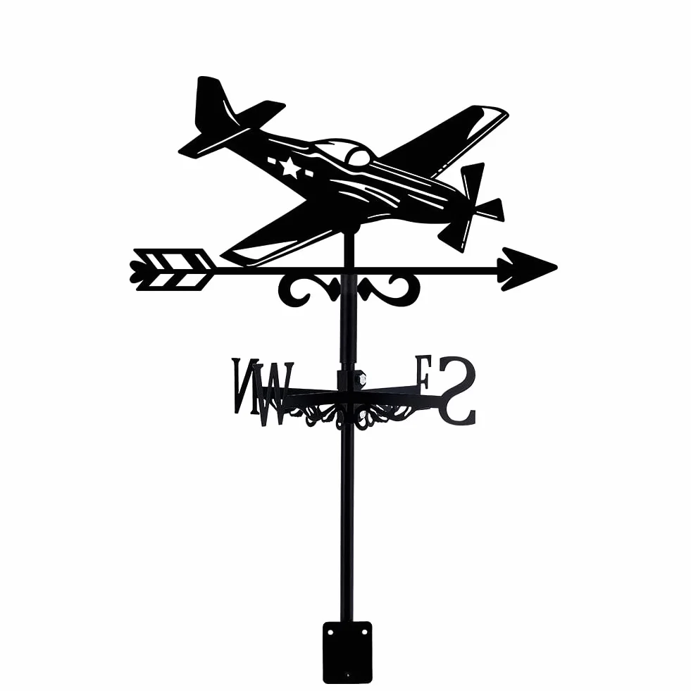 Veleta de Avión de Hierro Forjado para Techo Jardín Decoración