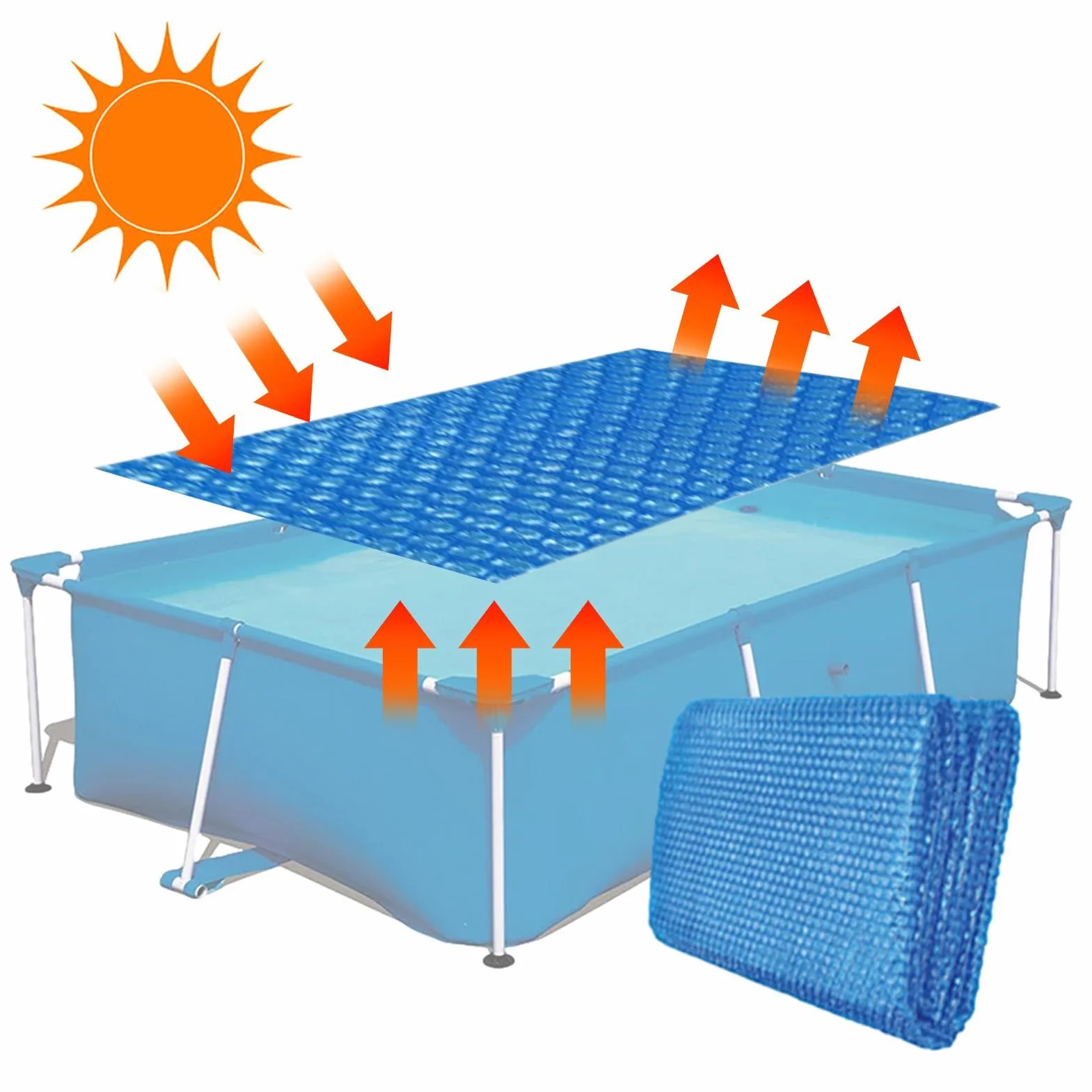 Cubierta de Piscina Solar Térmica Manta de Burbujas Aislamiento Polvo 2.2x1.5m
