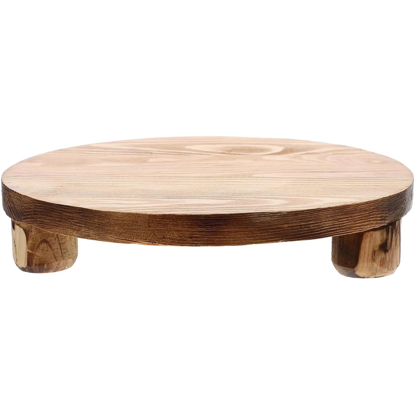 Gatuida Soporte para Macetas de Madera Beige Redondo y Estable, Elevador Multifuncional para Plantas y Bonsáis Hogar