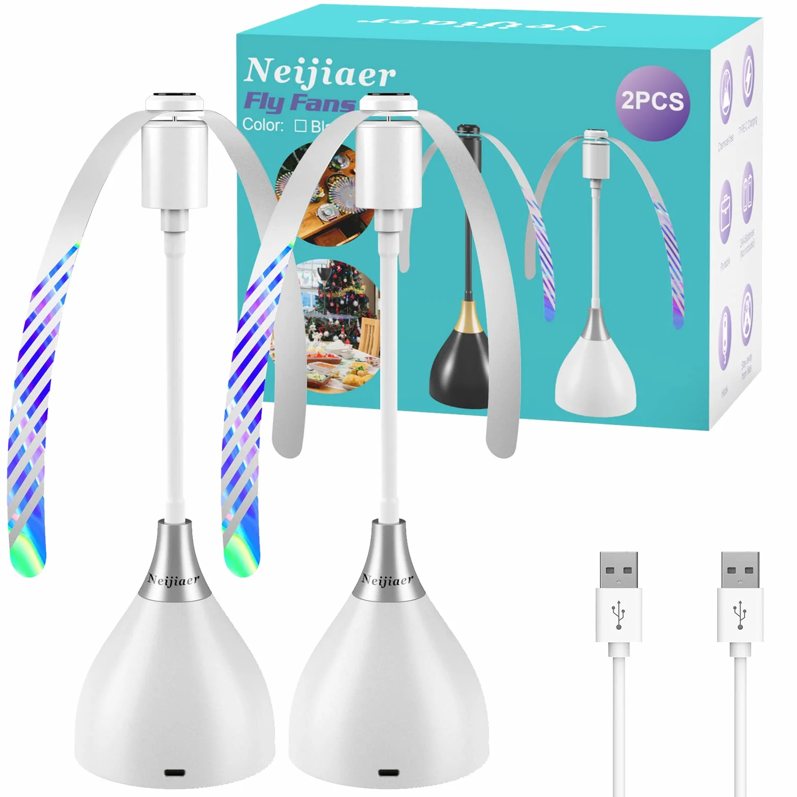 Repelente de Moscas Ventilador Anti Moscas Exterior Portátil para Picnics y Barbacoas