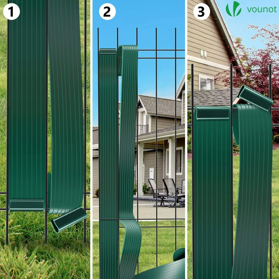 VOUNOT Tiras de Protección Visual de PVC 300 m x 4.7 cm para Valla de Jardín, Verde con 600 Clips