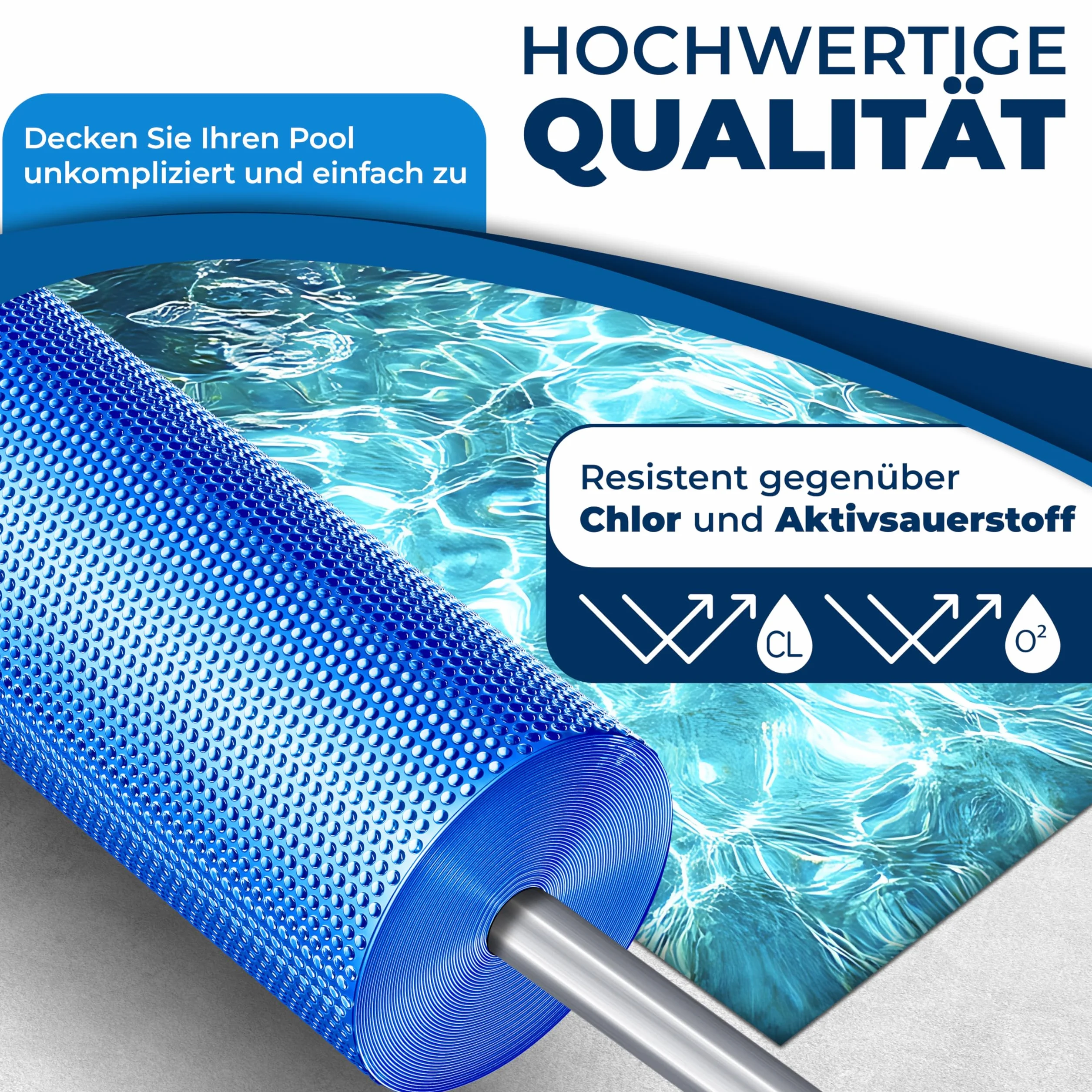 KESSER Lona Solar para Piscina Redonda Ø 244 cm, Azul, 600 x 400 cm