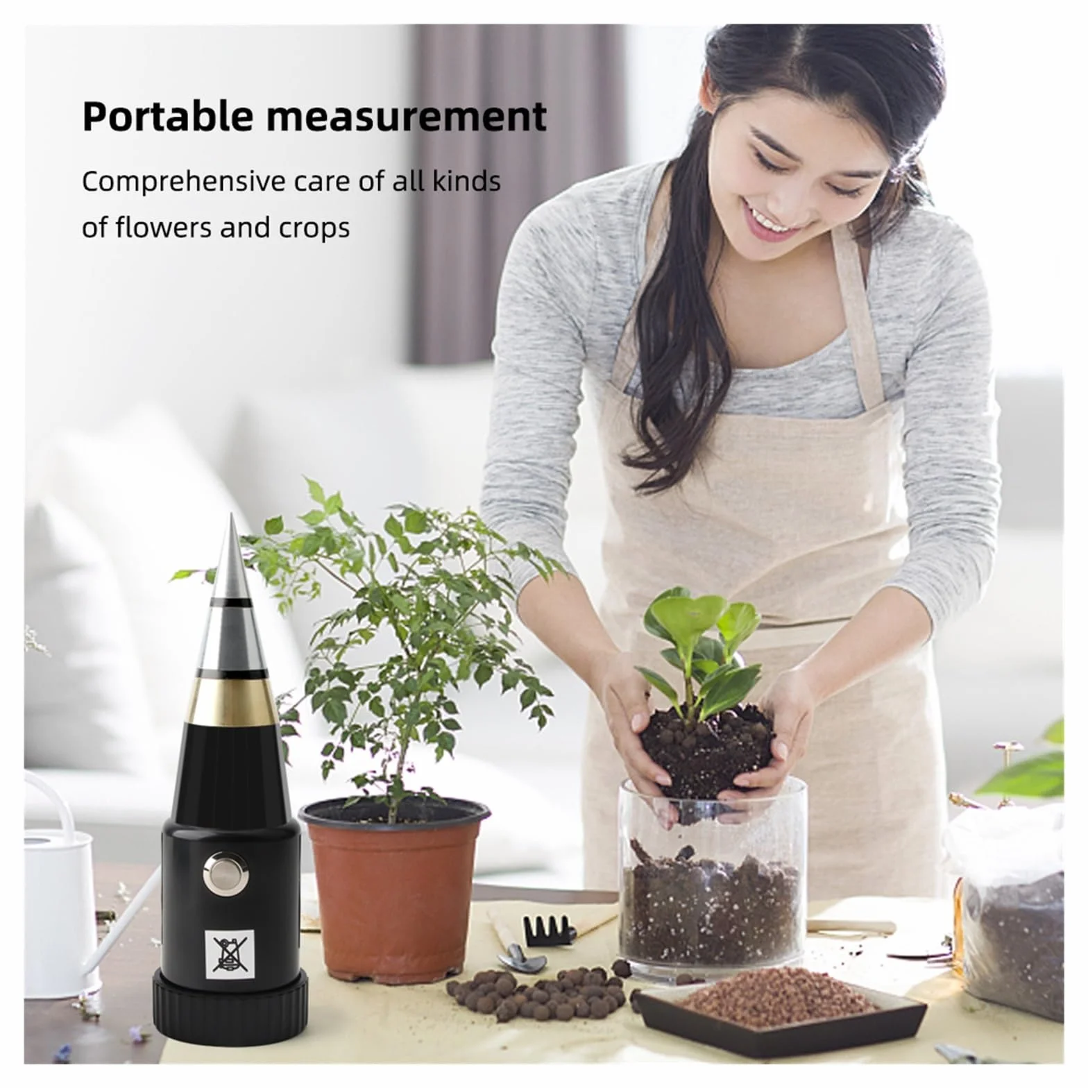 Medidor de humedad del suelo Medidor de PH de humedad del suelo de mano probador de humedad y acidez sonda de Sensor de Metal 3 ~ 8ph higrómetro sin batería for plantar herramienta de jardín Fiable y