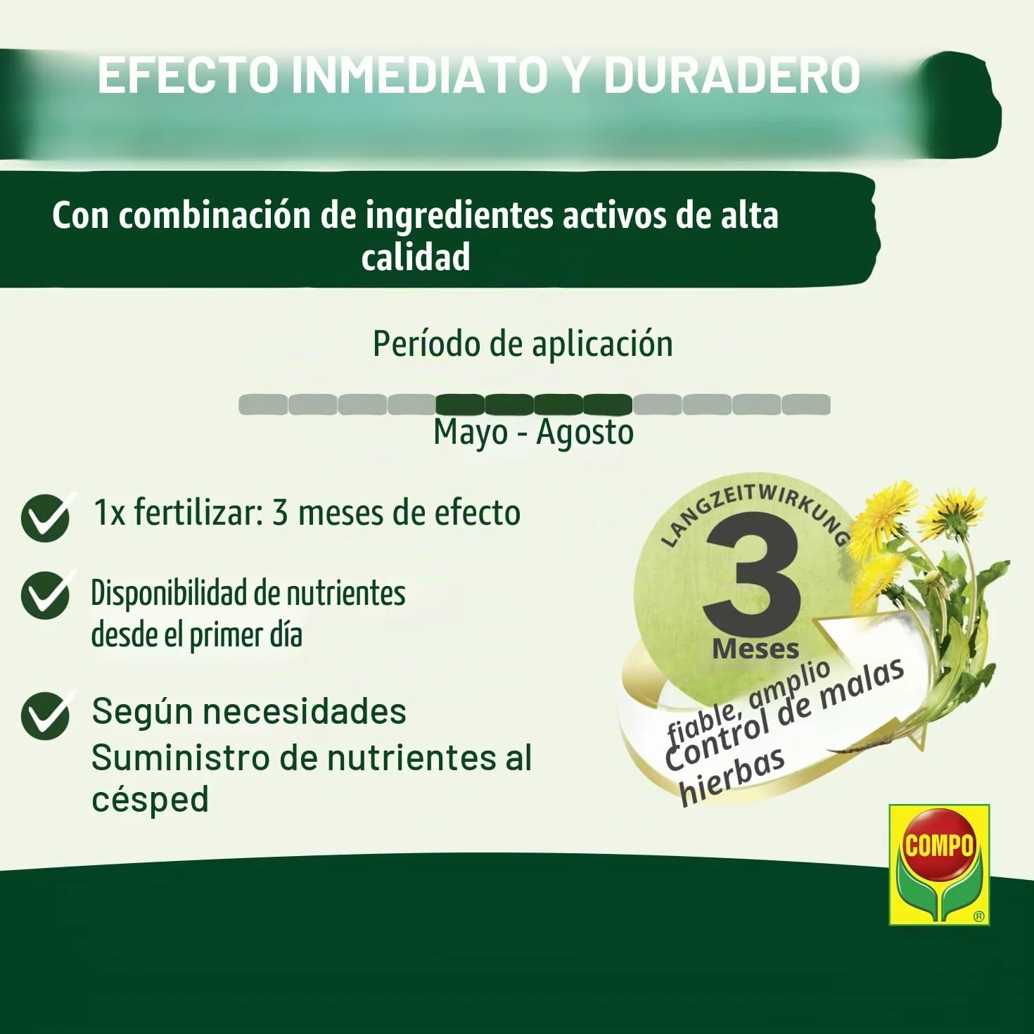 Compo Abono para césped con herbicida 12 kg 400 m² Primavera