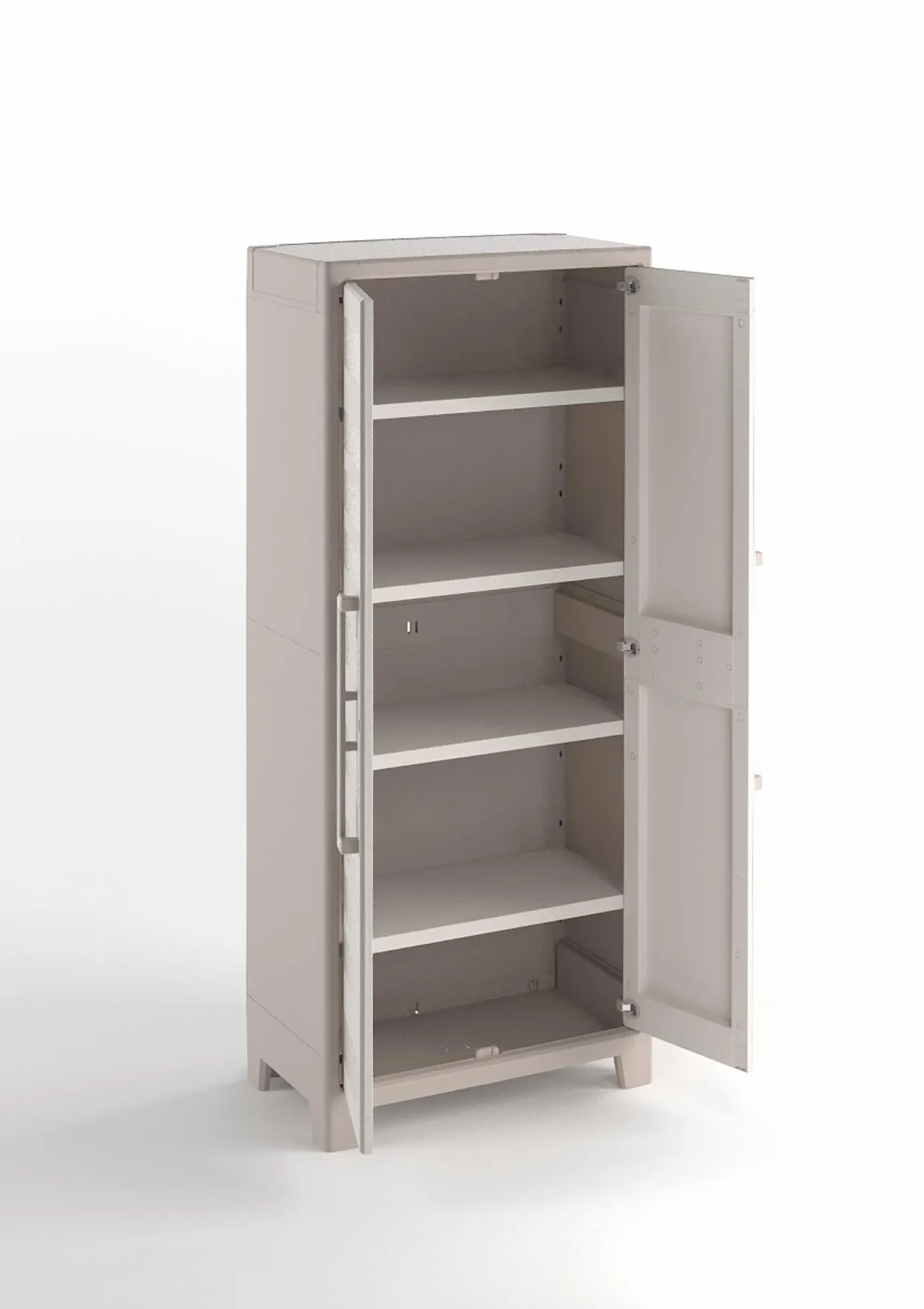 Keter Gulliver Alto Armario Almacenaje Exterior Resina Estanco Agua 2 Puertas 4 Baldas Regulables 80x44x182 cm Beige Arena