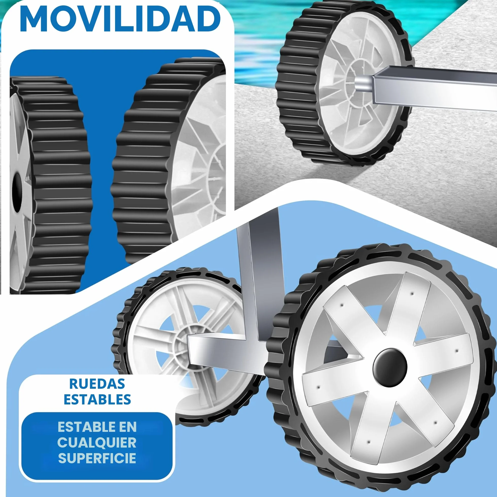 KESSER Enrollador de Piscina Premium 3-5,70 m con Ruedas para Lona Solar