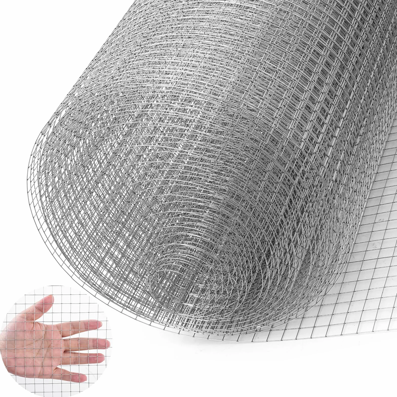 1 m x 25 m Malla de Alambre Fino, 0,7 mm Grosor Galvanizada Red para Pájaros, Cerca para Conejos, Cerca para Perros, Cerca para Gallinas para Conejos Aviarios Gallinas y Jardín