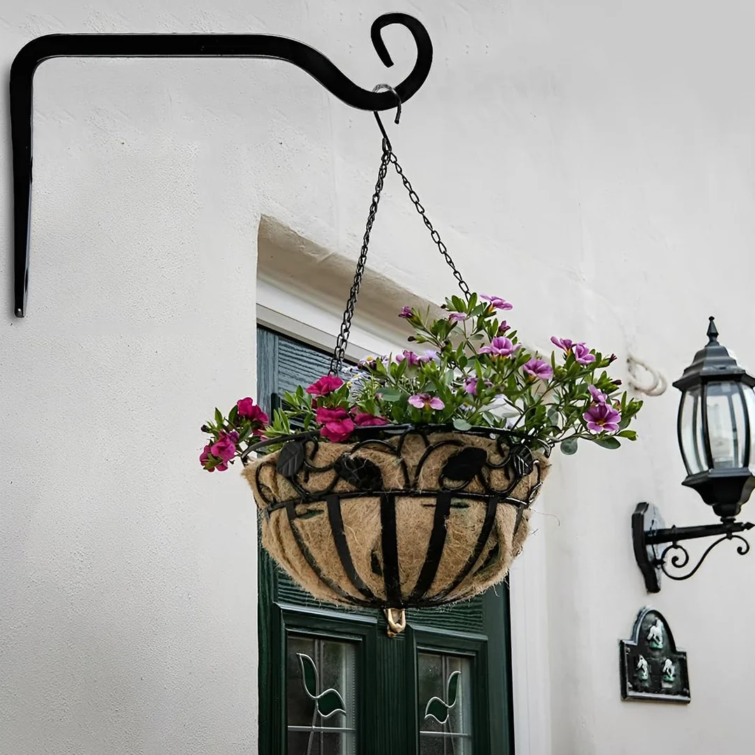Gancho para Plantas de Pared de Hierro Colgante para Macetas, Comederos para Pájaros, Linternas (18cm)