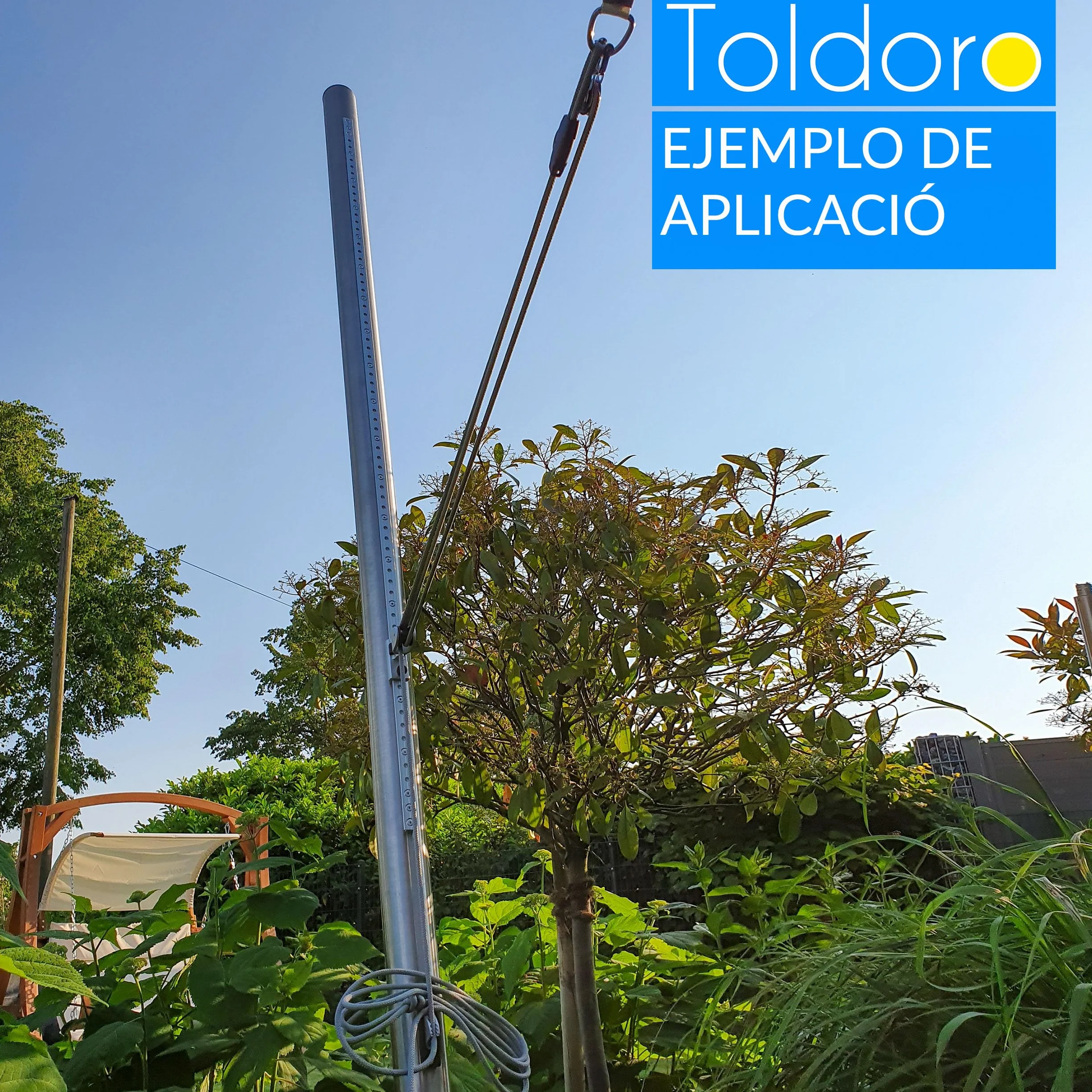 Toldoro® Set de ajuste de altura para toldos para postes, postes y postes de madera/toldo, polea de polea inoxidable y duradero