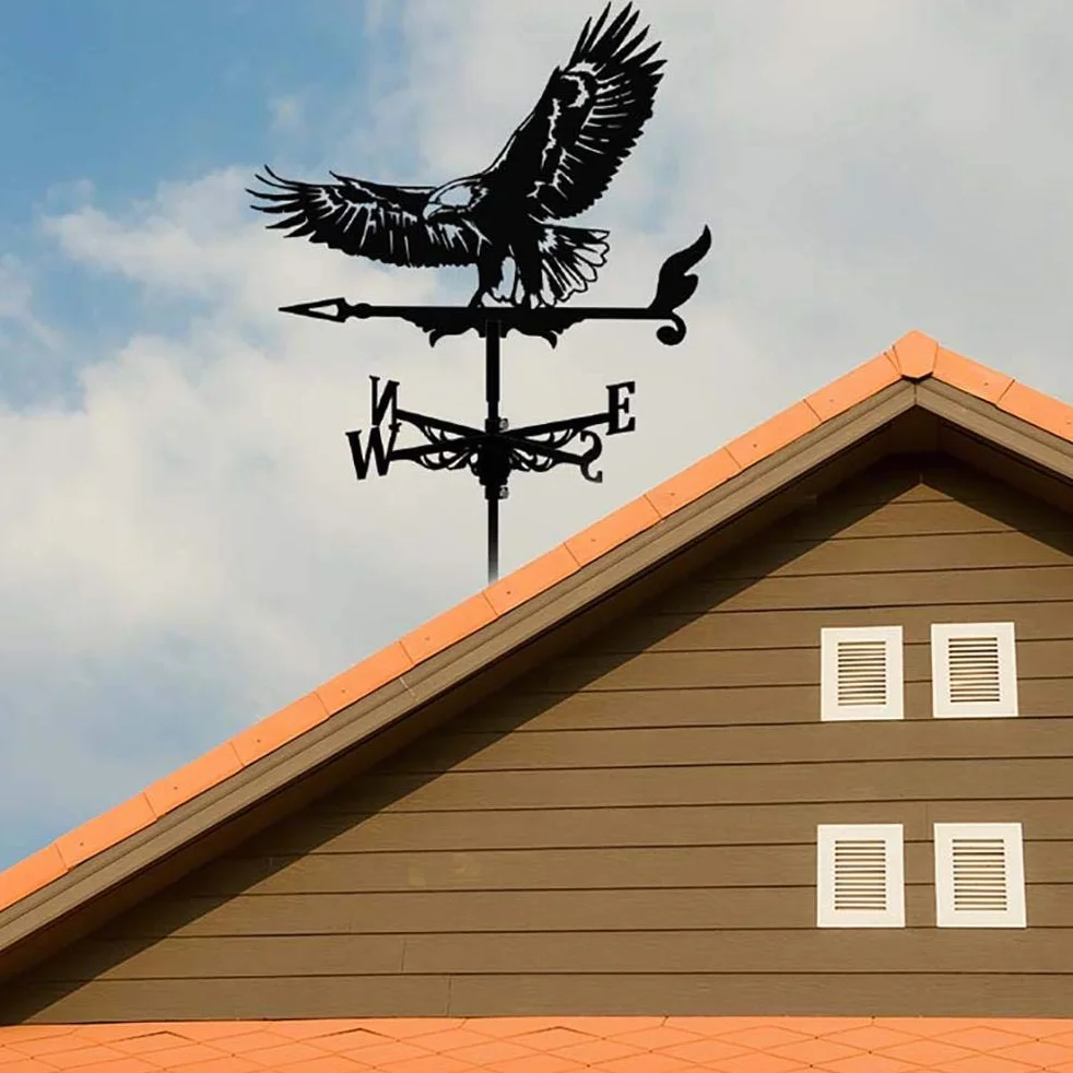 Veleta de Viento Decorativa de Acero Inoxidable Estilo Arquitectónico Águila Calva para Jardín