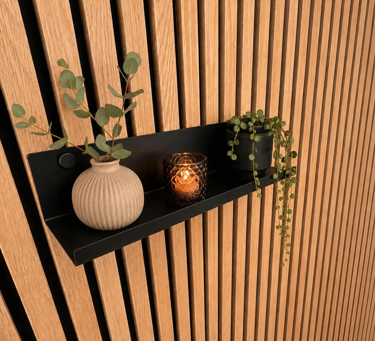 Estante De Pared para Paneles Acústicos Metal Ancho 30,4 Cm No Requiere Taladros