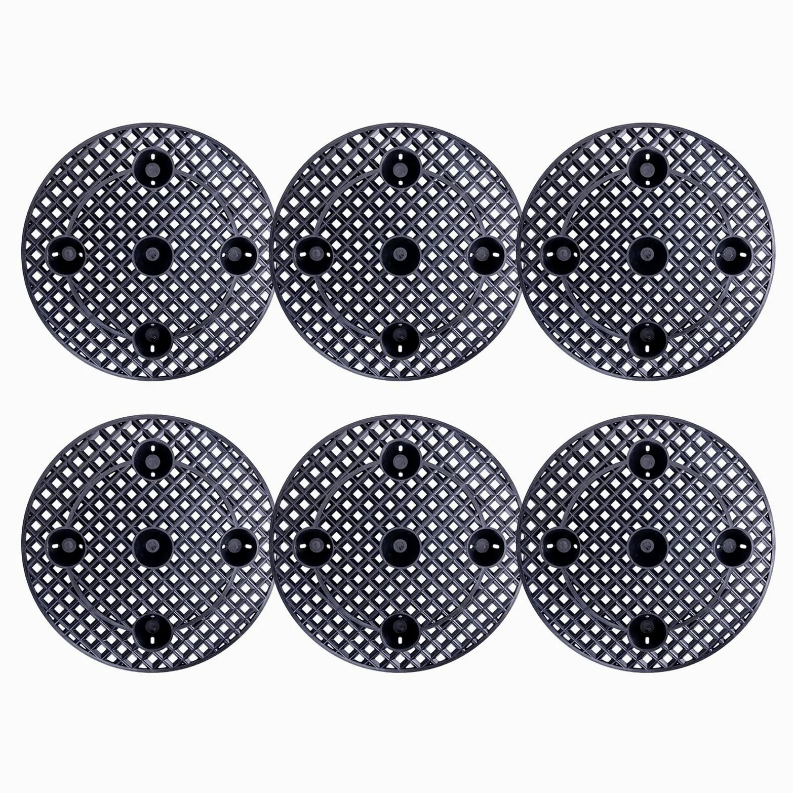 BigKing - Juego de 6 elevadores de macetas redondas negras para proteger el interior y el exterior en la terraza (40 cm)
