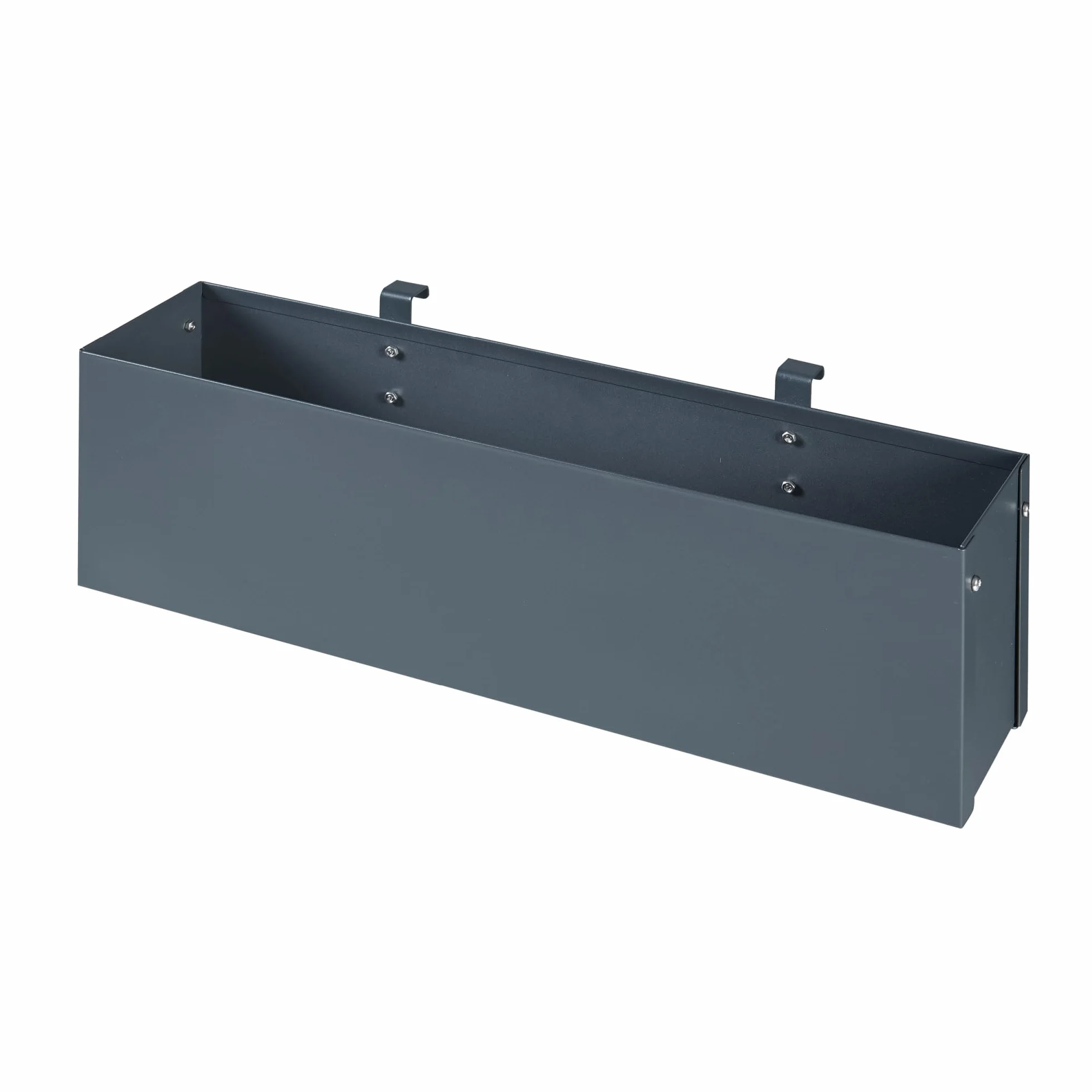[en.casa] Jardinera Colgante con Orificios de Drenaje Macetero Exterior o Interior con 2 Ganchos para Flores Hierbas de Cocina Acero Galvanizado 50x12x15 cm - Antracita