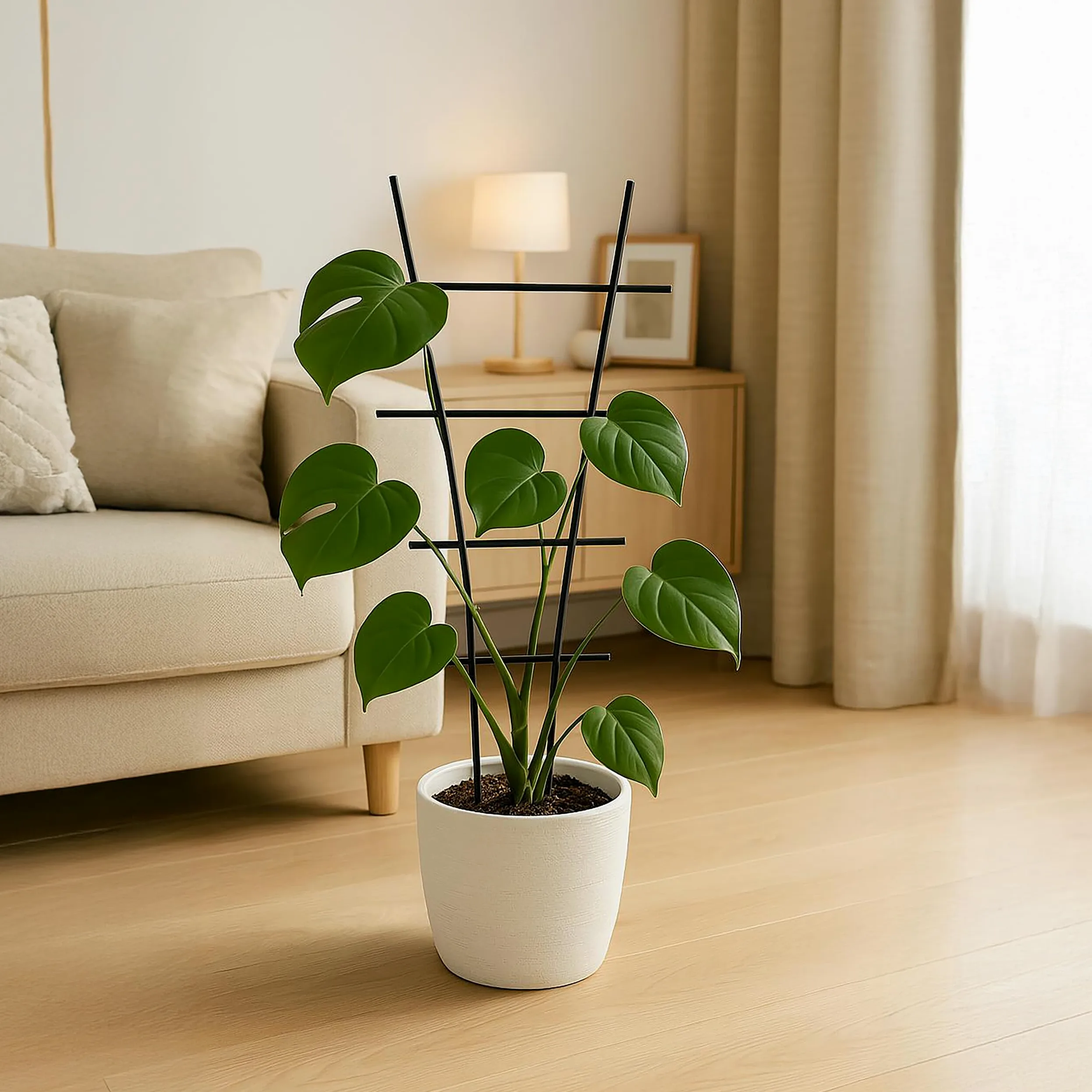Relaxdays Enrejado Trepadoras Macetas, Metal, Set de 6, Tutores Enredaderas, Soportes Plantas y Flores, 79x35 cm, Negro
