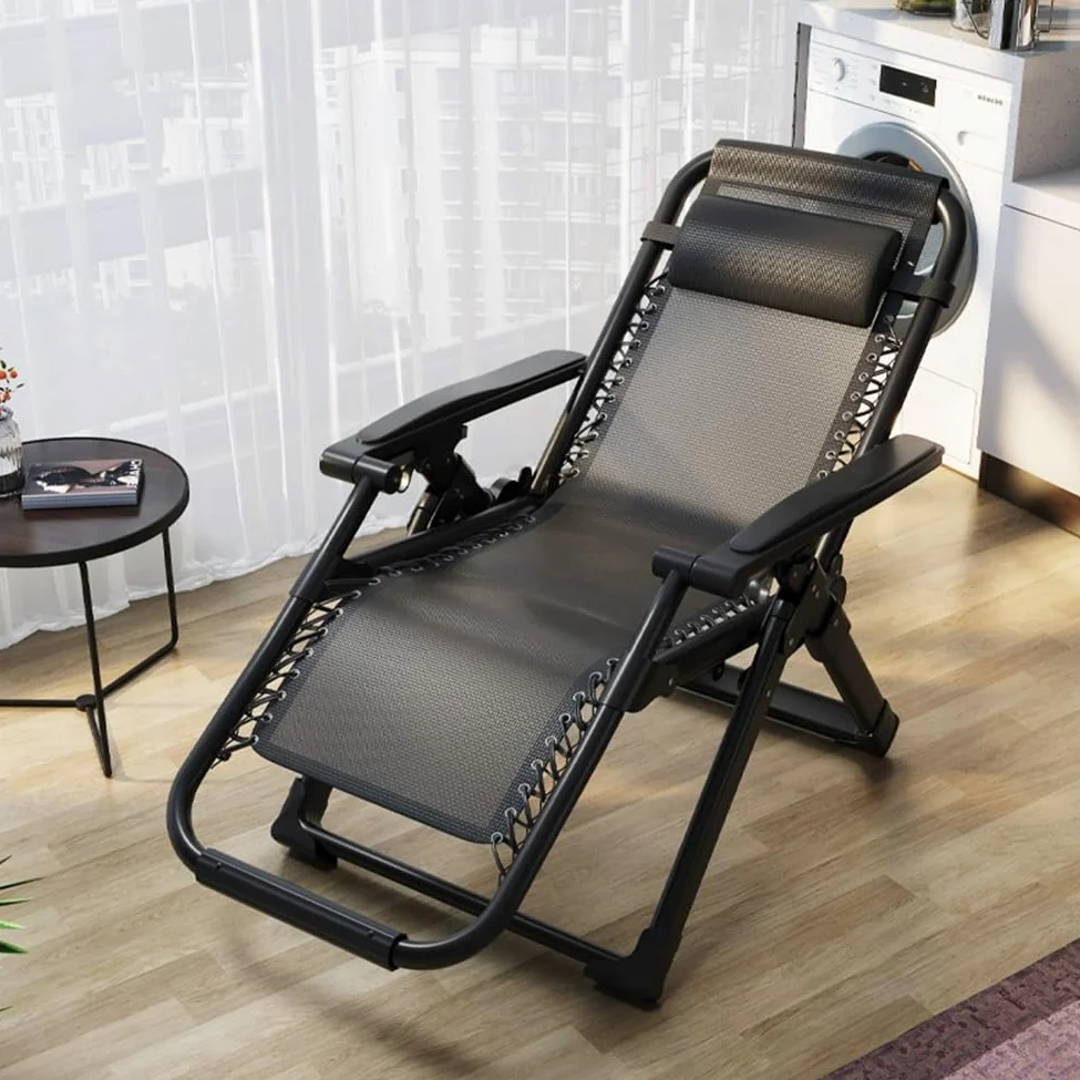 Silla de Gravedad Cero, sillas Plegables para Patio, sillas de salón para Exteriores, Silla de Gravedad, Silla reclinable para Campamento con Almohadas para Piscina, Patio, jardín, Playa, ma