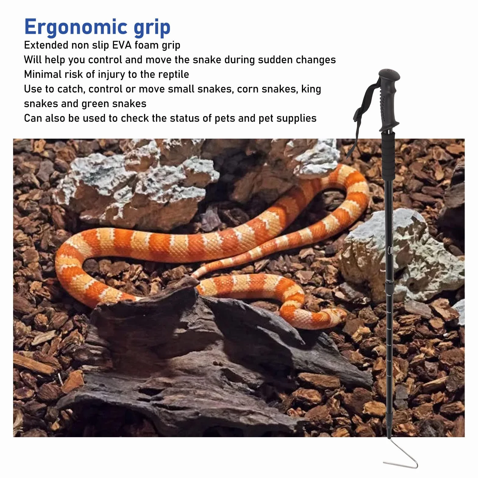 Gancho de Serpiente Plegable de 55 Pulgadas, Acero Inoxidable, Herramienta de Manejo de Recogida