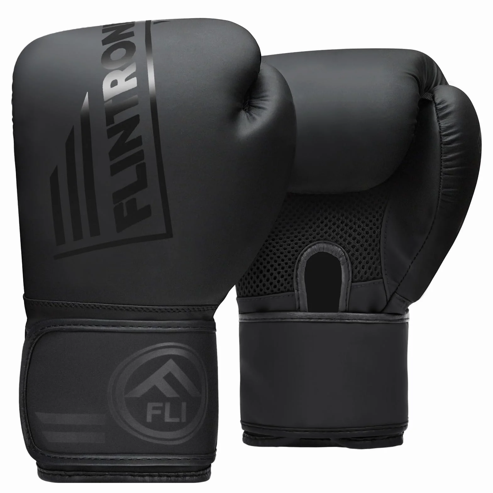 flintronic Guantes de Boxeo para Adulto, Cuero Premium, Entrenamiento MMA Muay Thai Kickboxing Negro