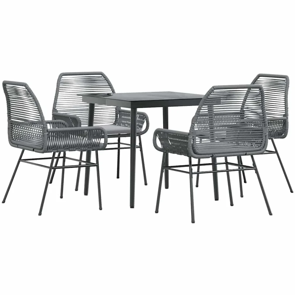 IKAYAA Mesa y 4 Sillas de Comedor Jardin Juego de Comedor de Exterior Mesa de Jardín con 4 Sillas Conjunto Jardin Exterior Ratán Sintético y Acero #2