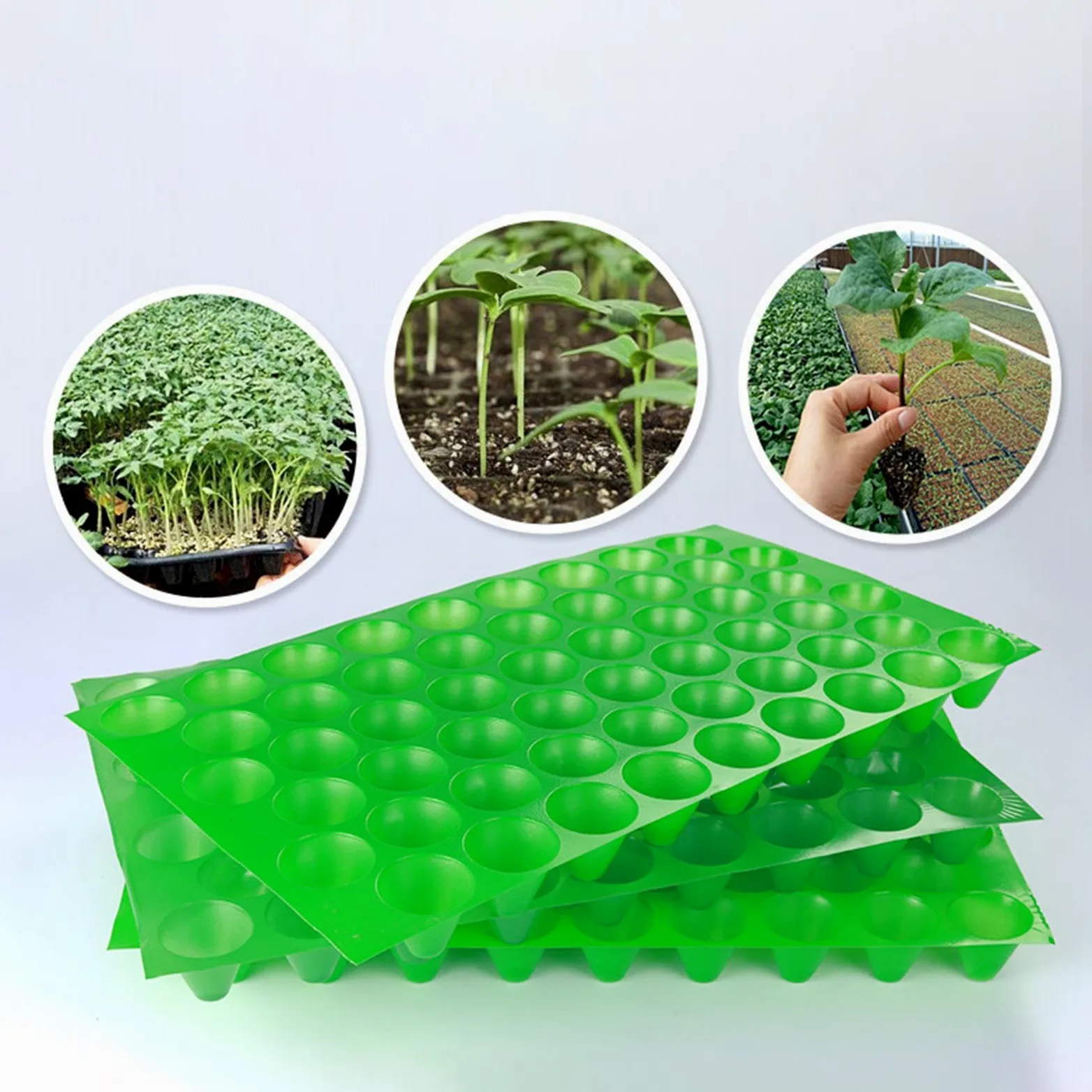 10 Piezas Bandejas para Semilleros Plantas Cultivo Reutilizable Propagación Orificios Pet Resistente Adecuado para Viveros Jardines Hogar Centros Come, 100 Hoyos
