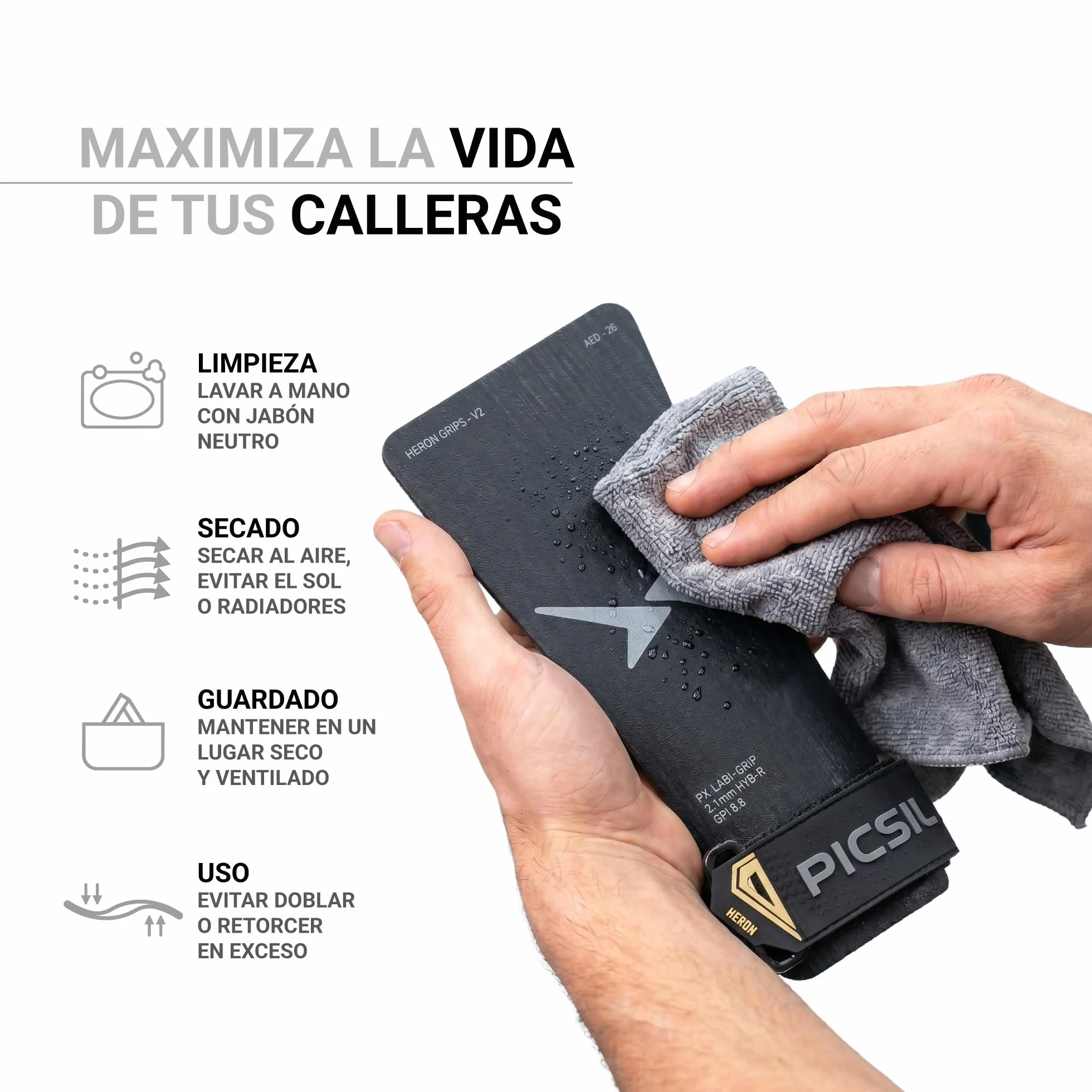 PICSIL Calleras Heron Muñequeras Bolsa Agarre Todo Tipo de Atletas
