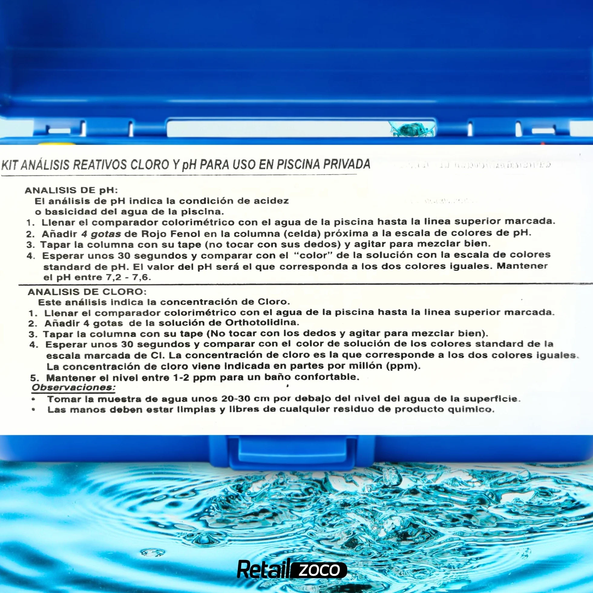 Test Kit Cloro y pH Medidor Agua Piscina Accesorios Básico Phenol OTO