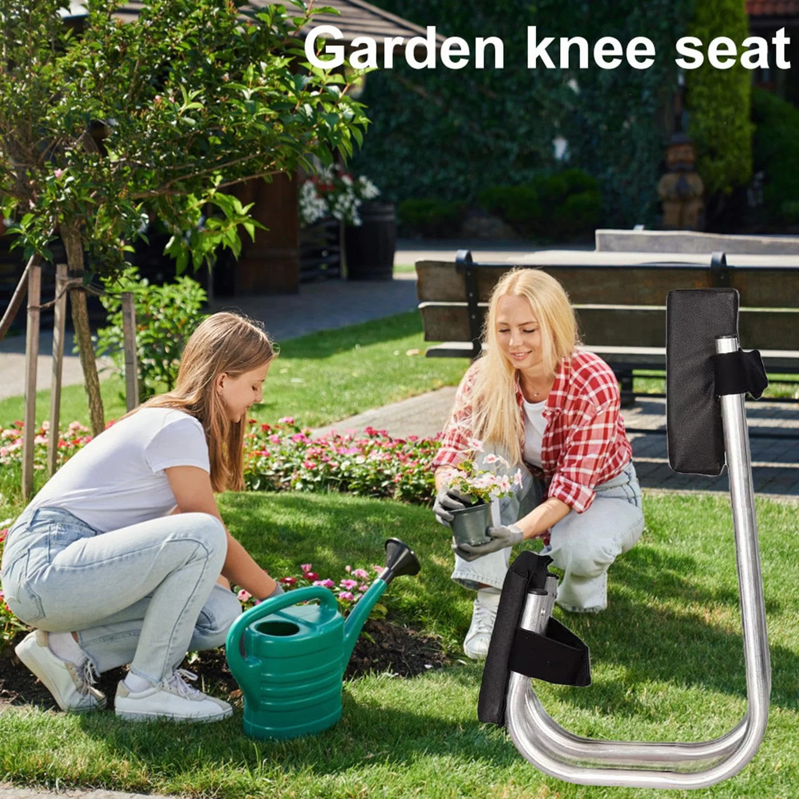 Rodillera de jardín portátil - Bloque de asiento ajustable para personas | mayores, banco de jardín plegable al aire libre, taburete de jardín acolchado | Adaptabilidad versátil para tareas de
