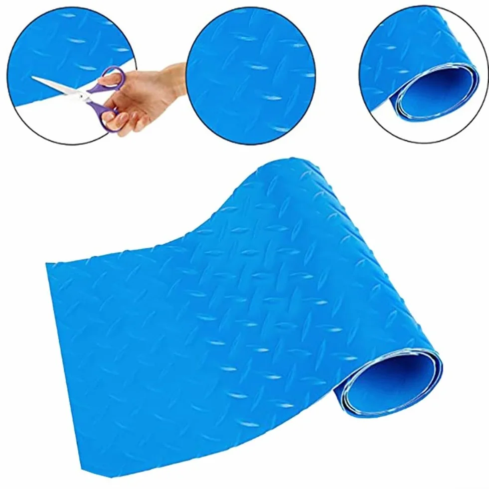 Alfombrilla protectora de escalera de piscina antideslizante de goma, azul 90x23 cm
