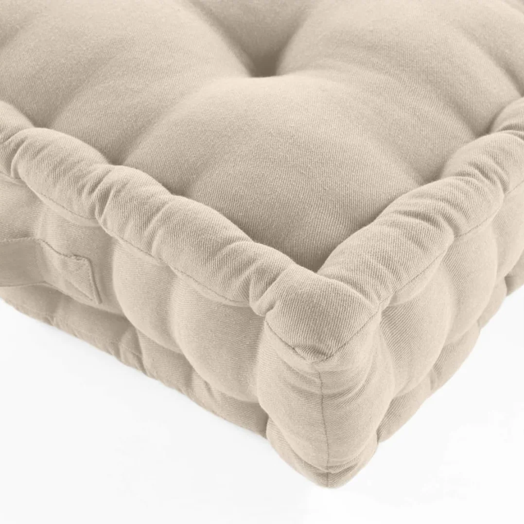Acomoda Textil Cojín de Suelo Acolchado 50x50cm Asa de Transporte Beige 1 Unidad
