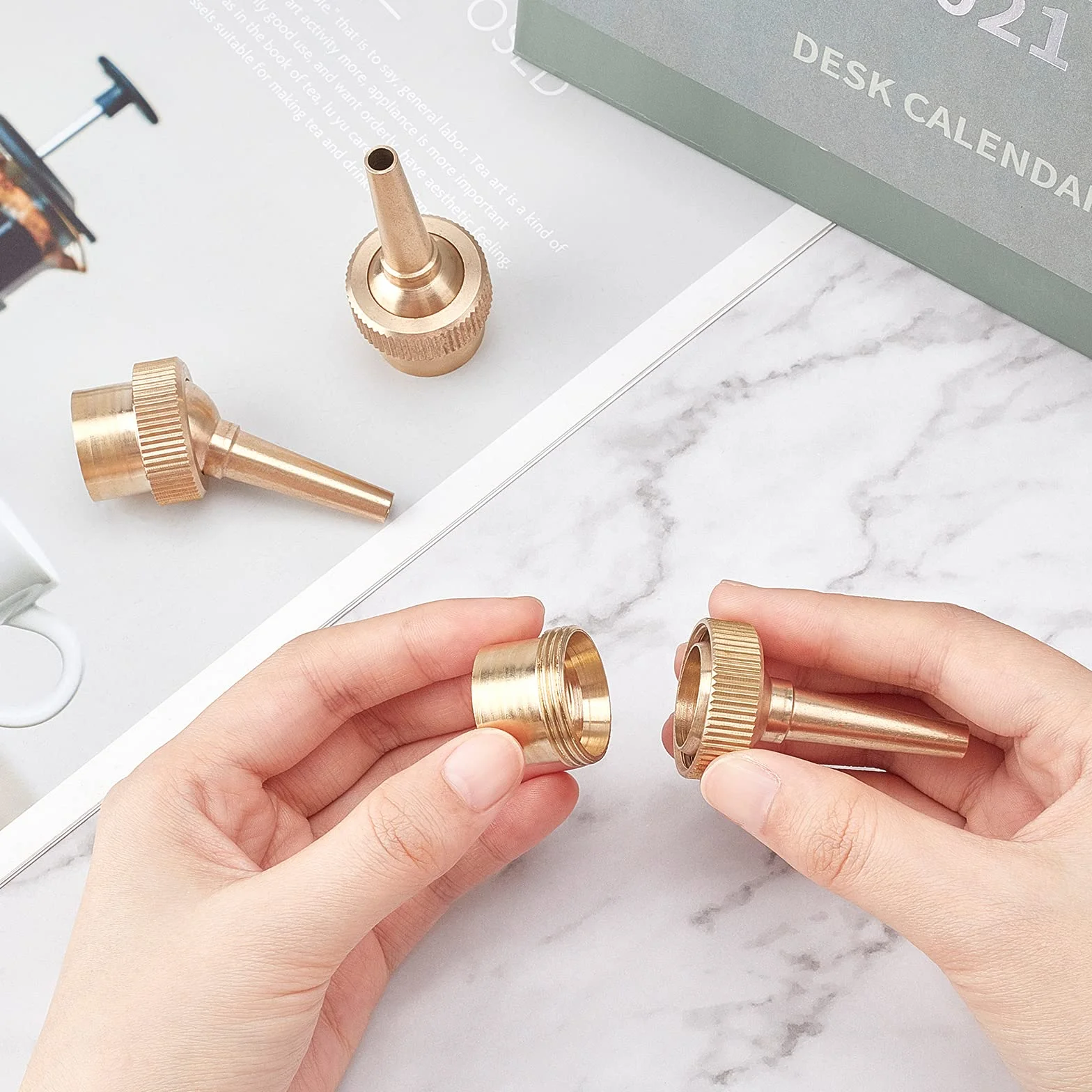 AHANDMAKER 6 Piezas Boquillas de Latón para Fuentes, 19 mm DN15 Aspersor Ajustable para Estanque