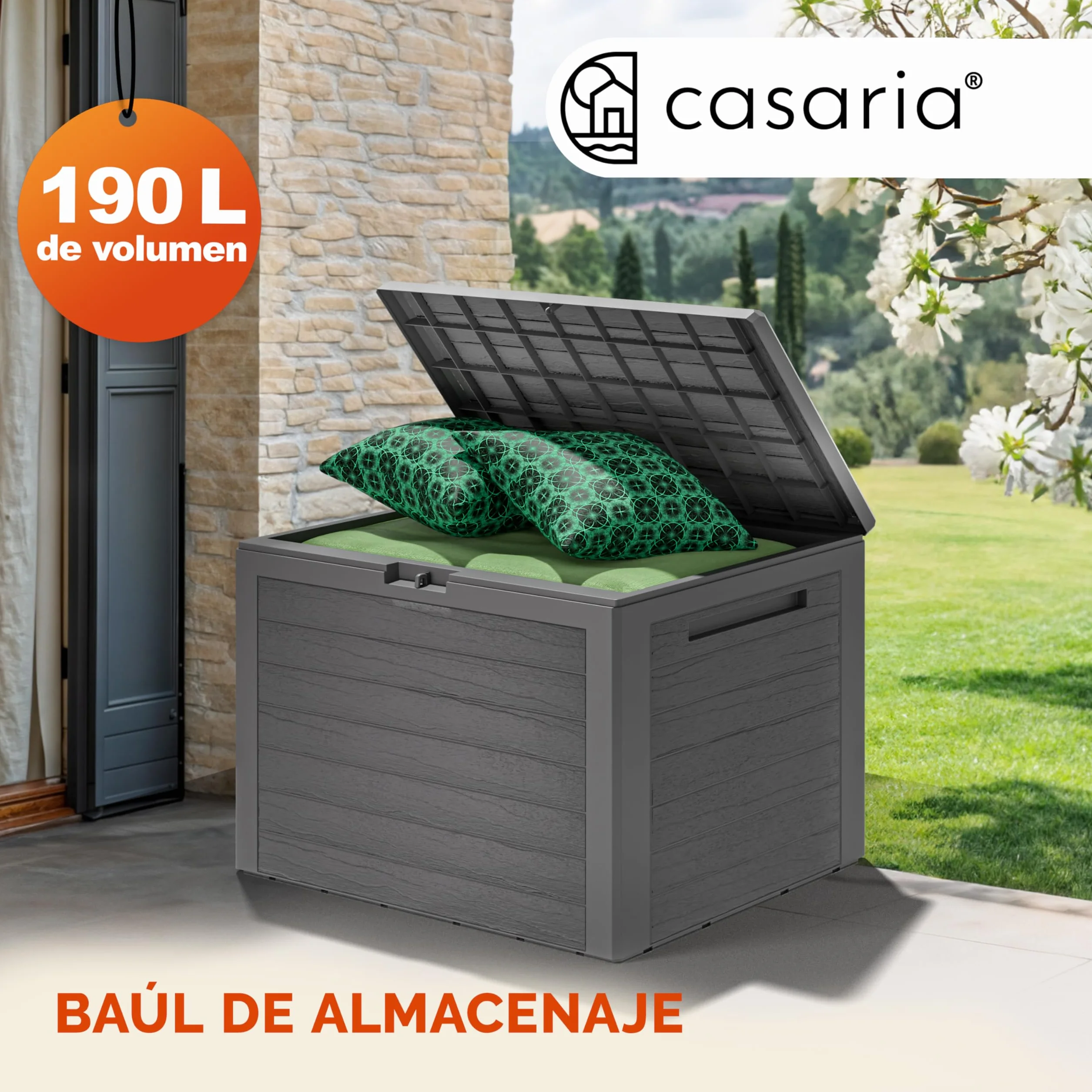 Deuba Baúl de Almacenaje Exterior Arcón de Jardín 190L Gris